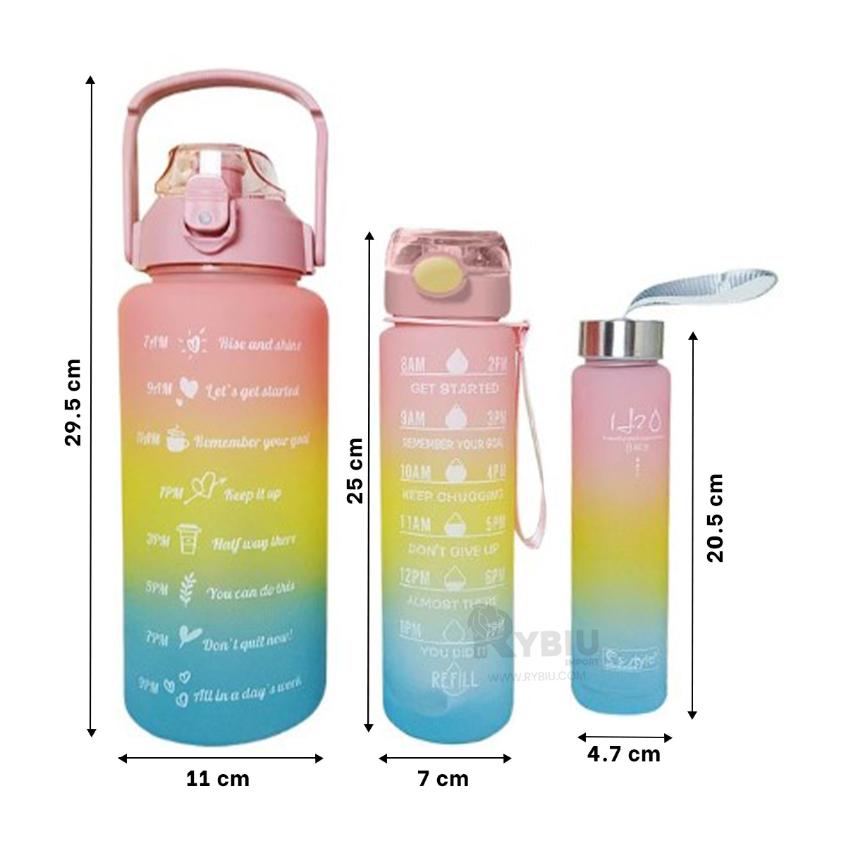 BOTELLA RYBIU CO29585 TRIO GYM TAPA ROSADA + REGALO LIGAS PEINAR - 5