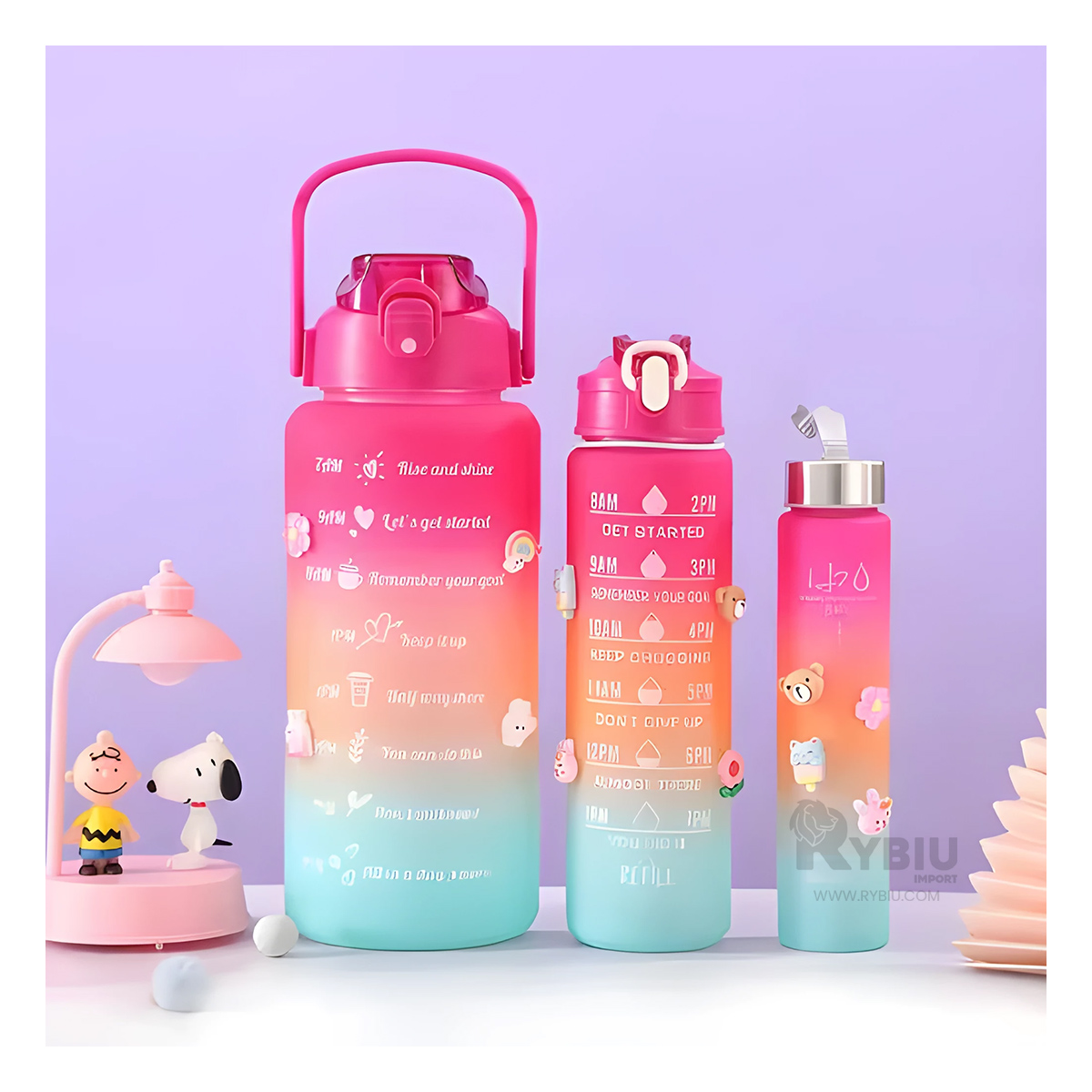 BOTELLAS RYBIU CO29589 2L 1L Y 300ML FUCSIA + GIFT MINIAGENDA - 3