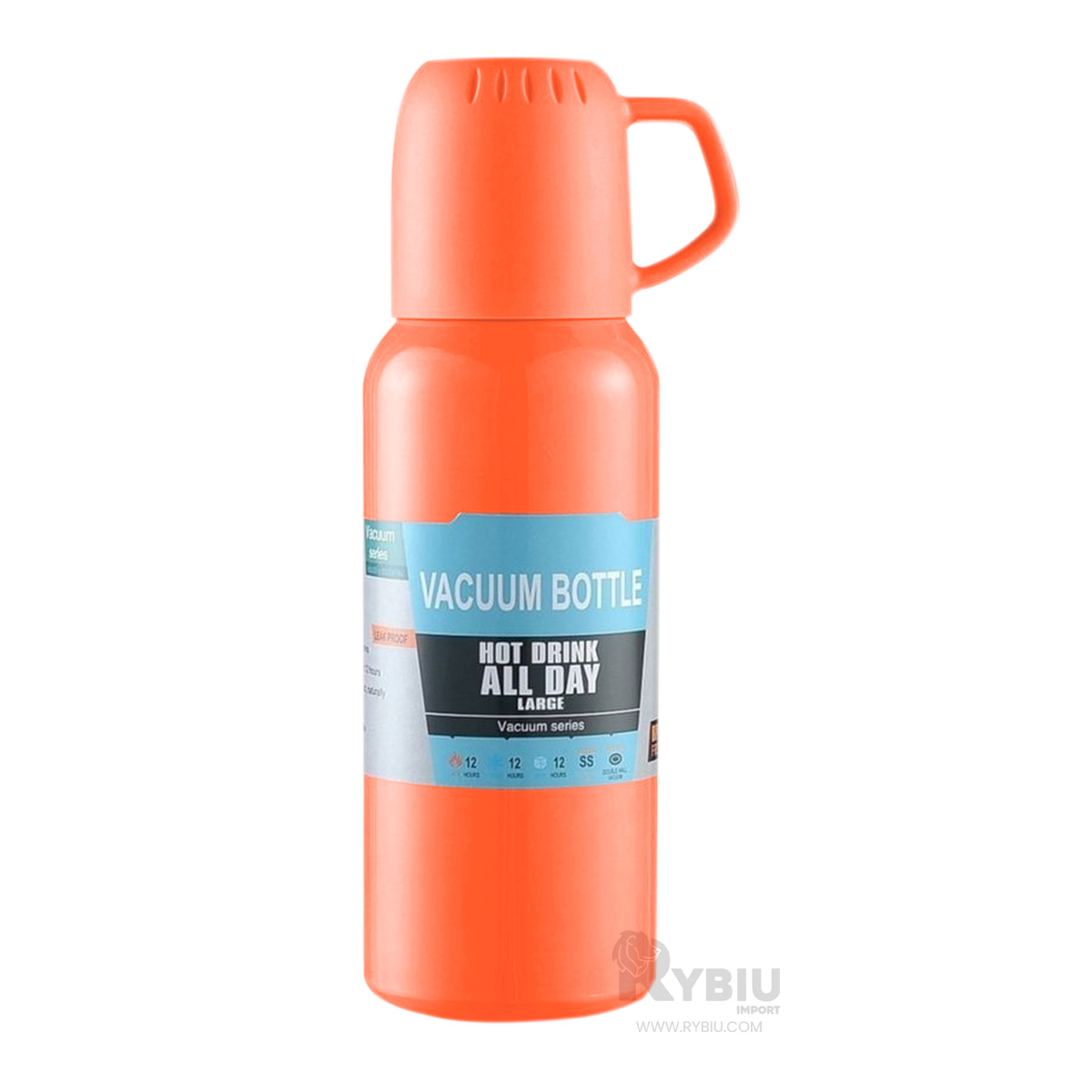 TERMO RYBIU CO32129 ACERO PERDURABLE NARANJA 500ML + PAPEL REGALO - 4