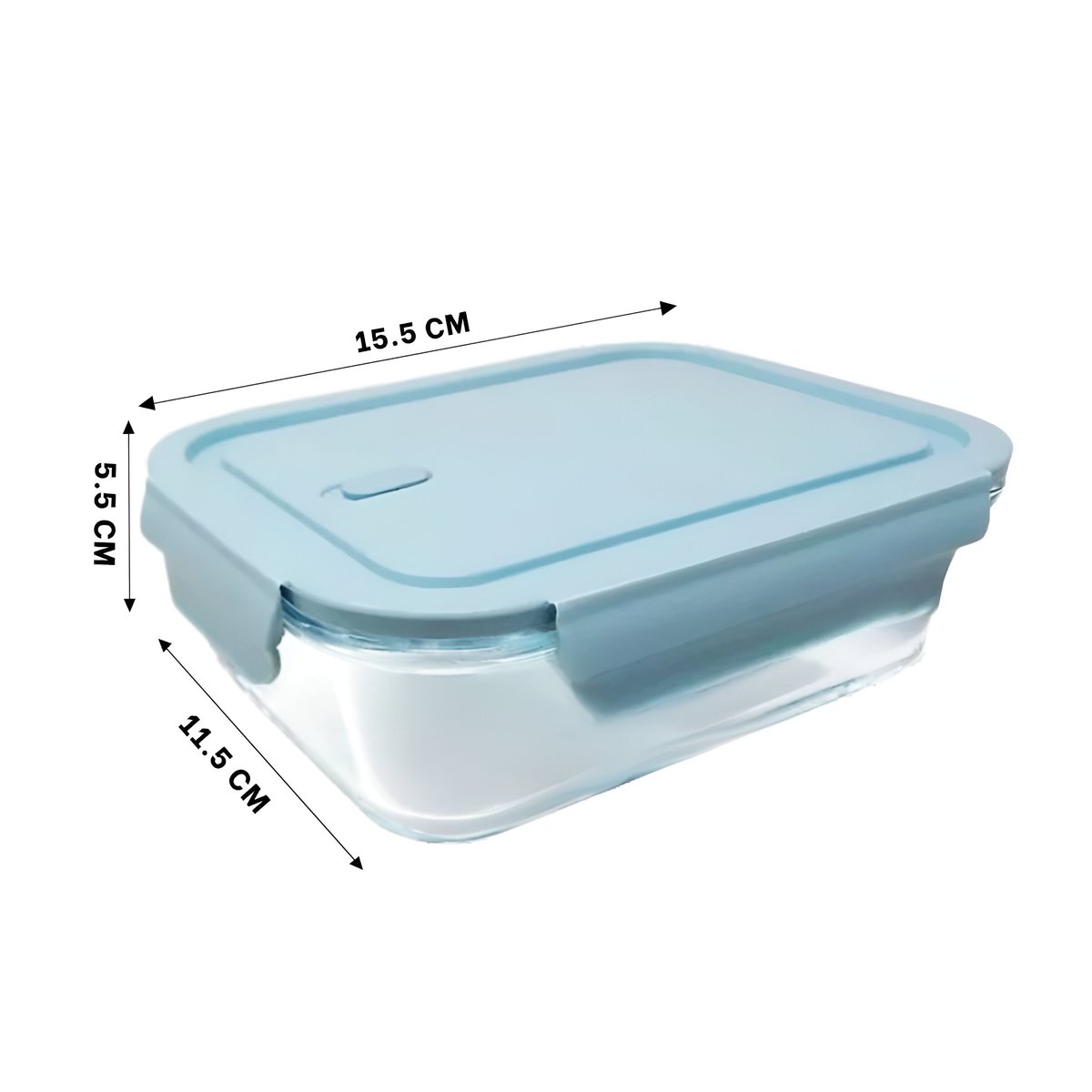 CONTENEDOR CON TAPA RYBIU CO32517 VIDRIO CELESTE 410ML +LIGAS DE REGALO - 4