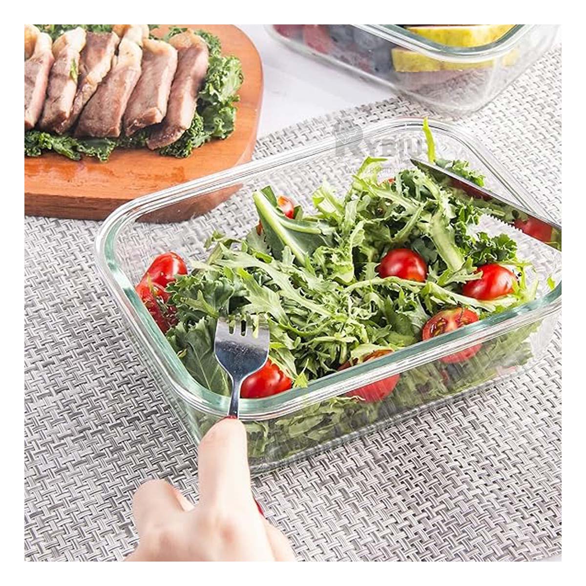 RECIPIENTE FACIL DE LIMPIAR RYBIU CO32517 VIDRIO CELESTE 410ML +GIFT STICKERS - 1