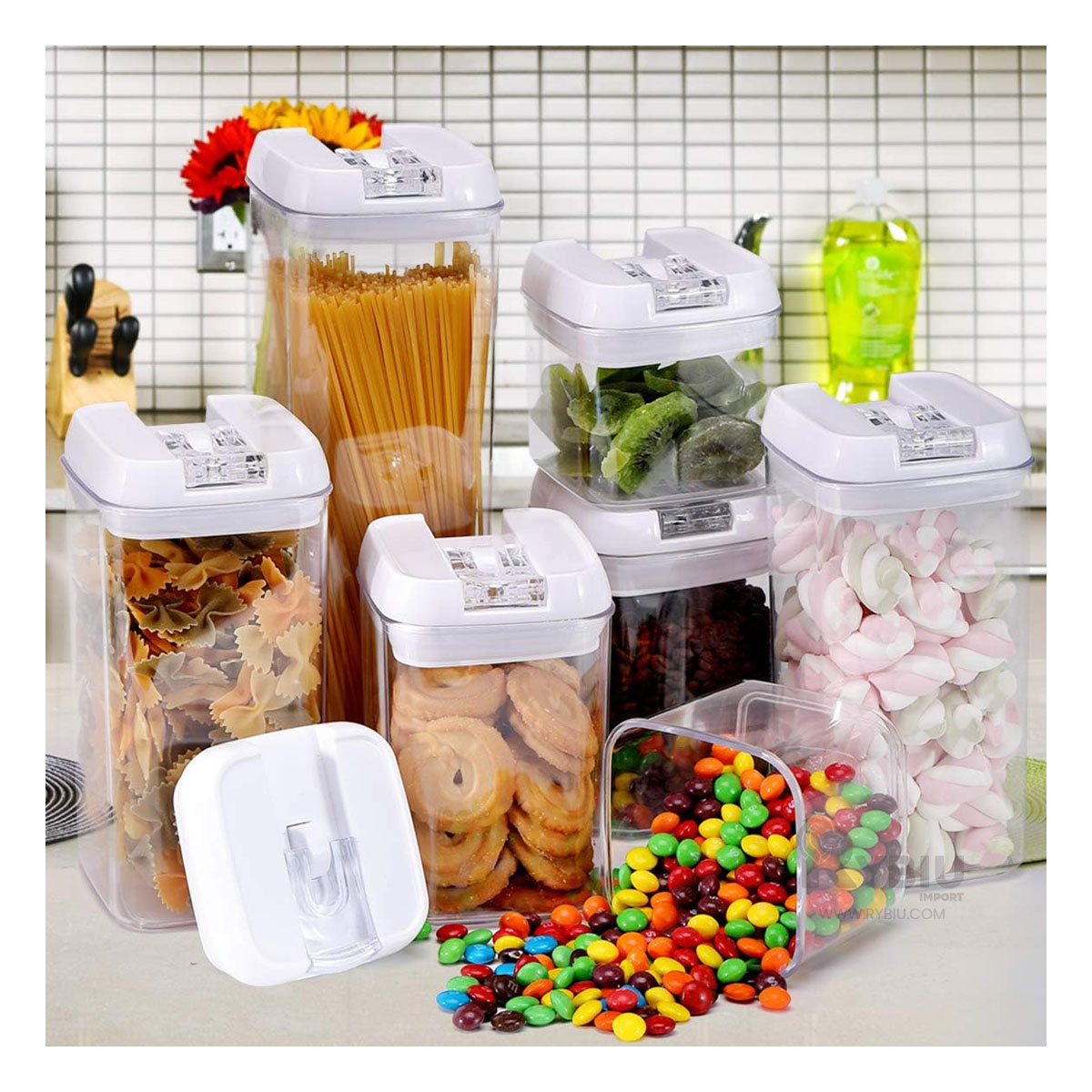 SET CONTENEDORES RYBIU CO30286 BLANCO ENVOLTORIOS PRACTICO + GIFT STICKERS - 2