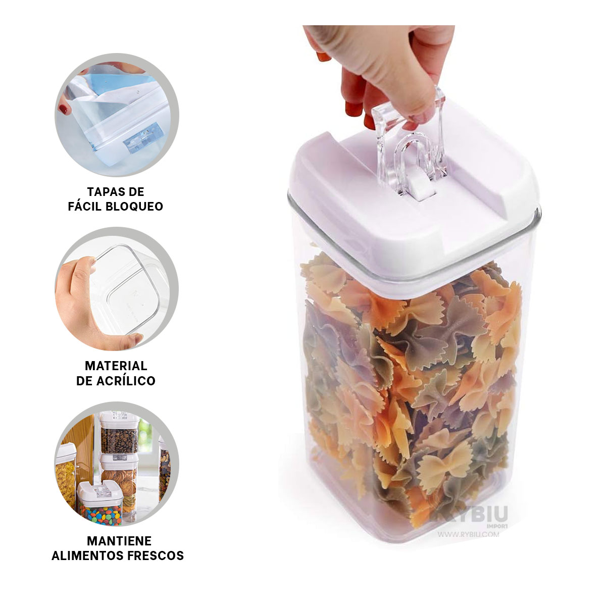 SET CONTENEDORES RYBIU CO30286 BLANCO ENVOLTORIOS PRACTICO + GIFT STICKERS - 3