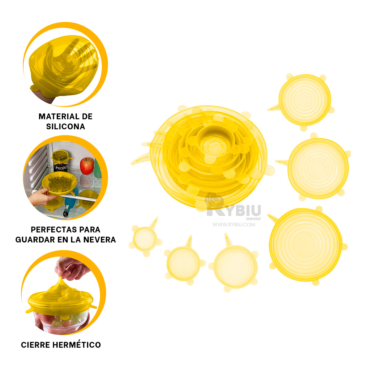 SET ACCESORIOS COCINA RYBIU CO30191 AMARILLO CERRADOR TAPERS + BANDERITAS ADHESIVAS - 3