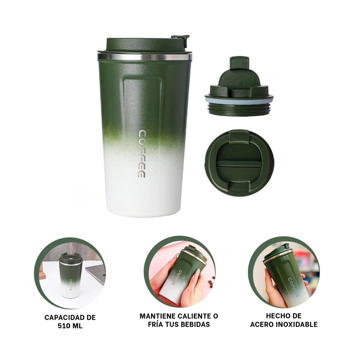 ENVASE TERMICO CON SENSOR RYBIU VERDE CON BLANCO +LIGAS DE REGALO - 3