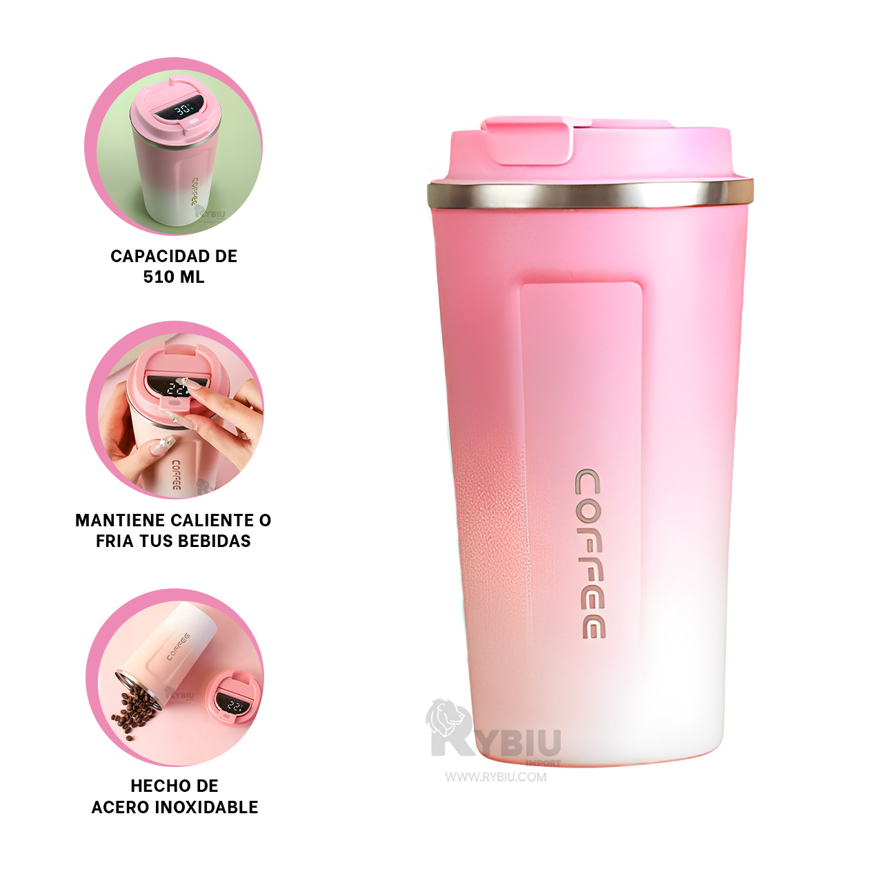 TAZA RESISTENTE RYBIU CO30262 ROSADO +GIFT STICKERS - 3