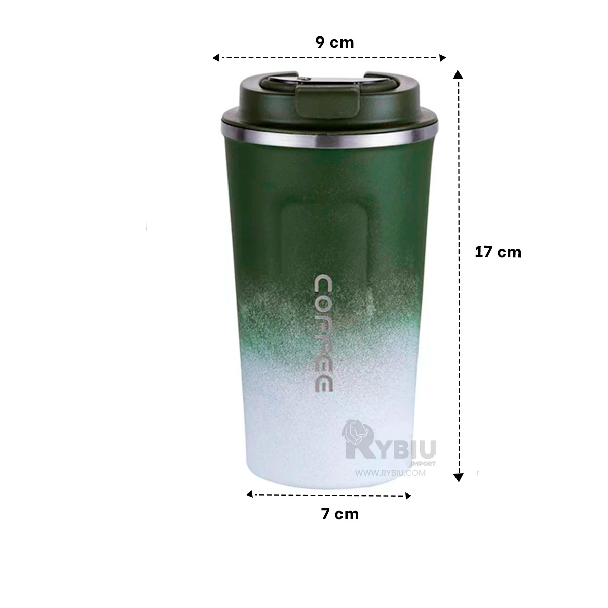 TAZA PARA VIAJES RYBIU VERDE CON BLANCO +REGALO STICKERS - 5