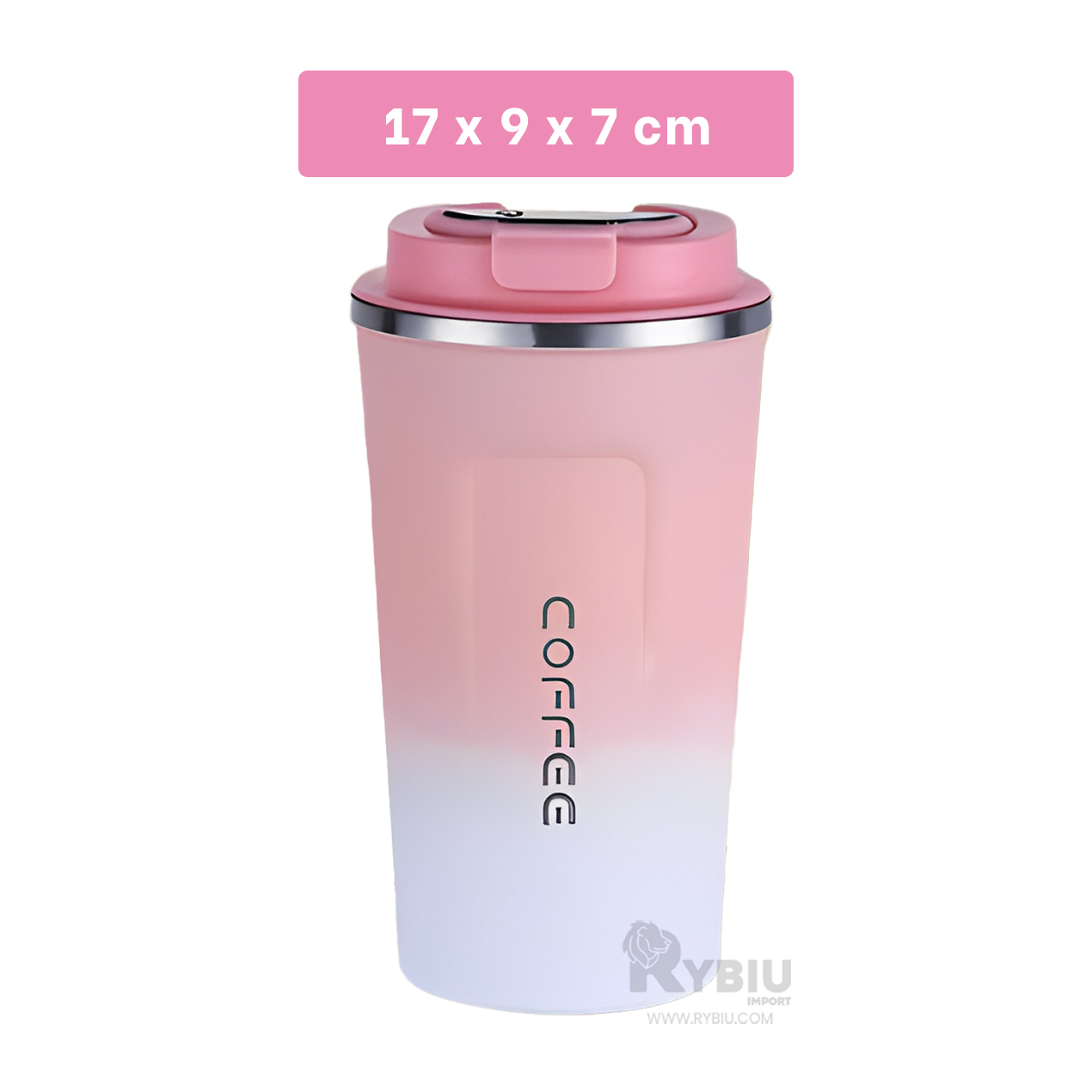 TAZA TERMO FUNCIONAL RYBIU CO30262 ROSADO +ENVOLTORIO DE REGALO - 5