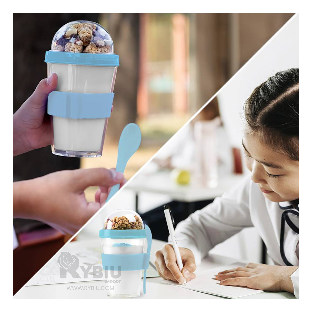 TAZA COMPACTA DE LIQUIDO 350ML RYBIU CO29583 CELESTE +REGALO STICKERS - 2