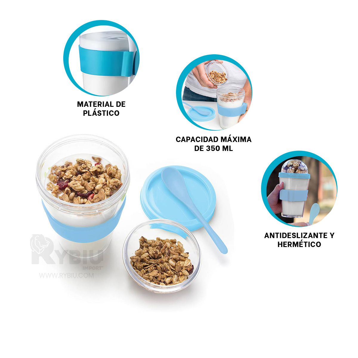 TAZA COMPACTA DE LIQUIDO 350ML RYBIU CO29583 CELESTE +REGALO STICKERS - 3