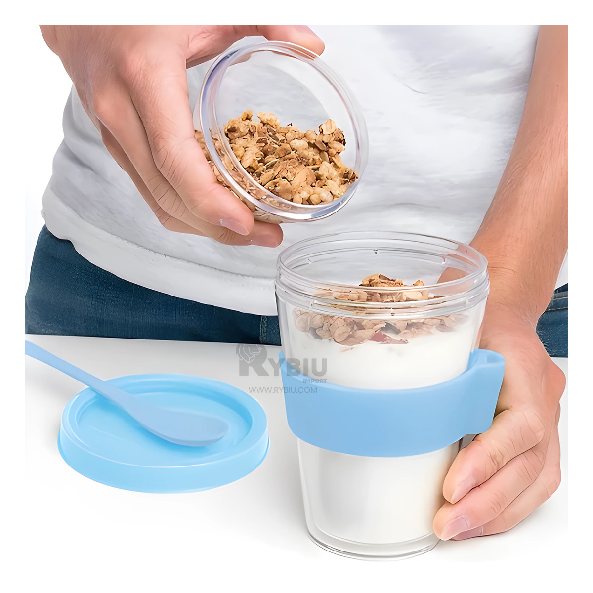 TAZA ELEGANTE EN 350ML CELESTE Y+REGALO AGENDITA - 2