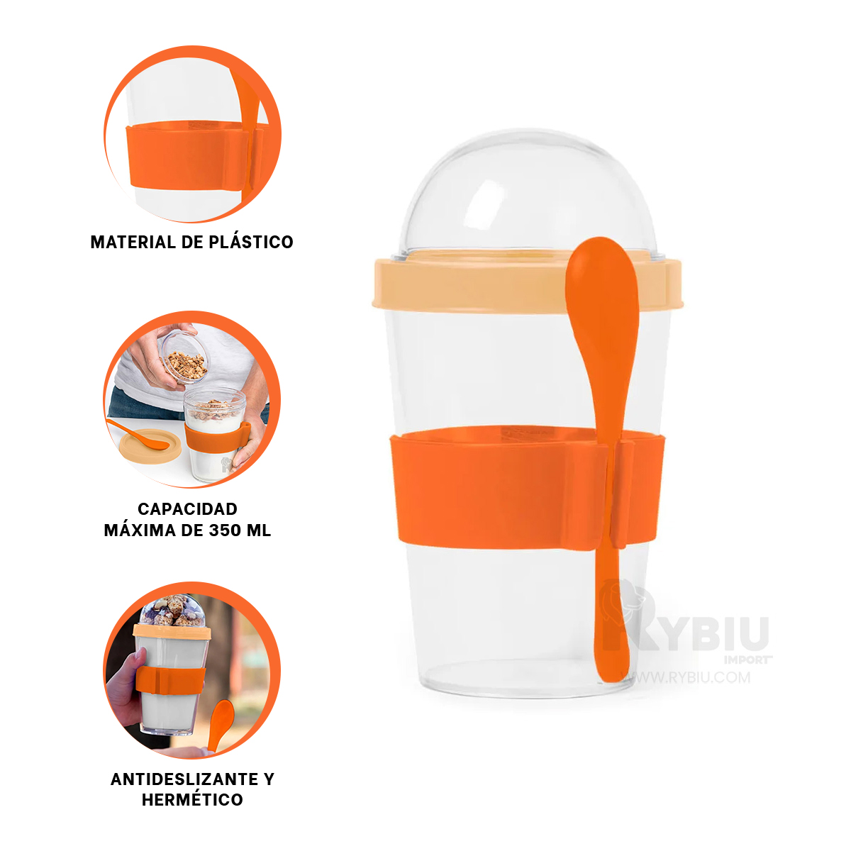 TAZA ERGONOMICA 350ML RYBIU CO29581 ANARANJADO +ENVOLTORIO DE REGALO - 3