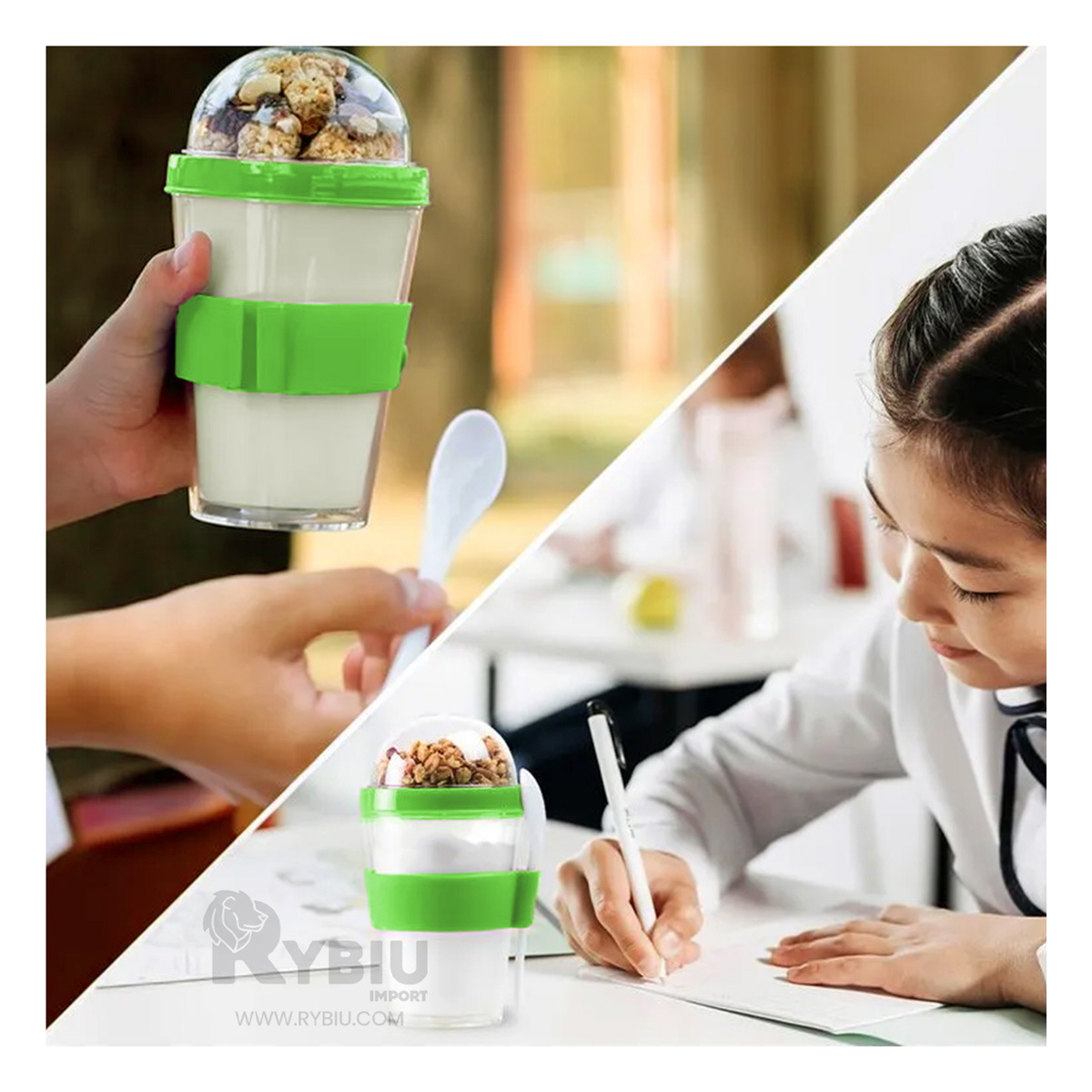 TAZA ERGONOMICA 350ML RYBIU CO29580 VERDE LIMON +ENVOLTORIO DE REGALO - 2