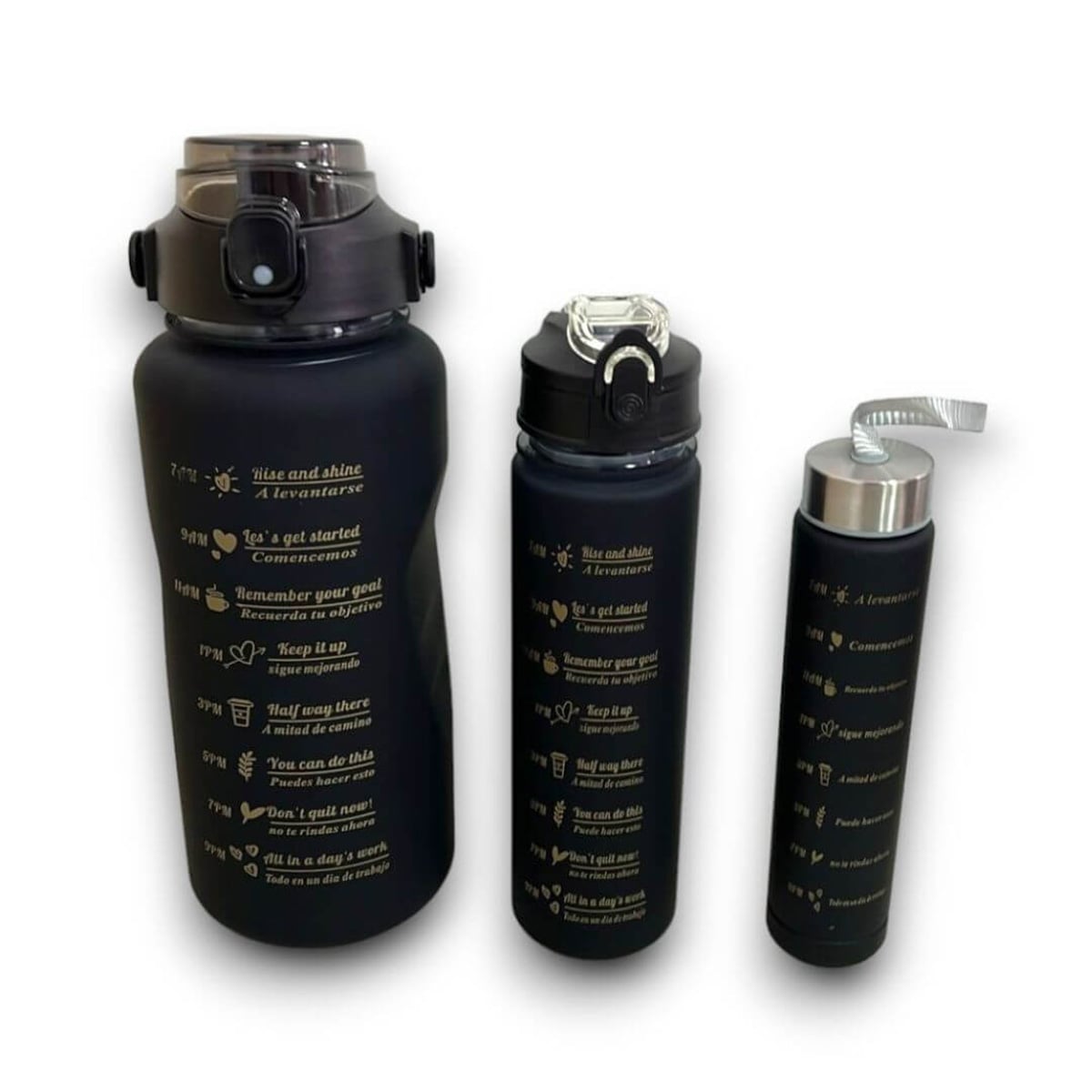BOTELLA RYBIU CO29584 UTIL MODERNA CON TAPA NEGRO + BANDERITAS ADHESIVAS - 4