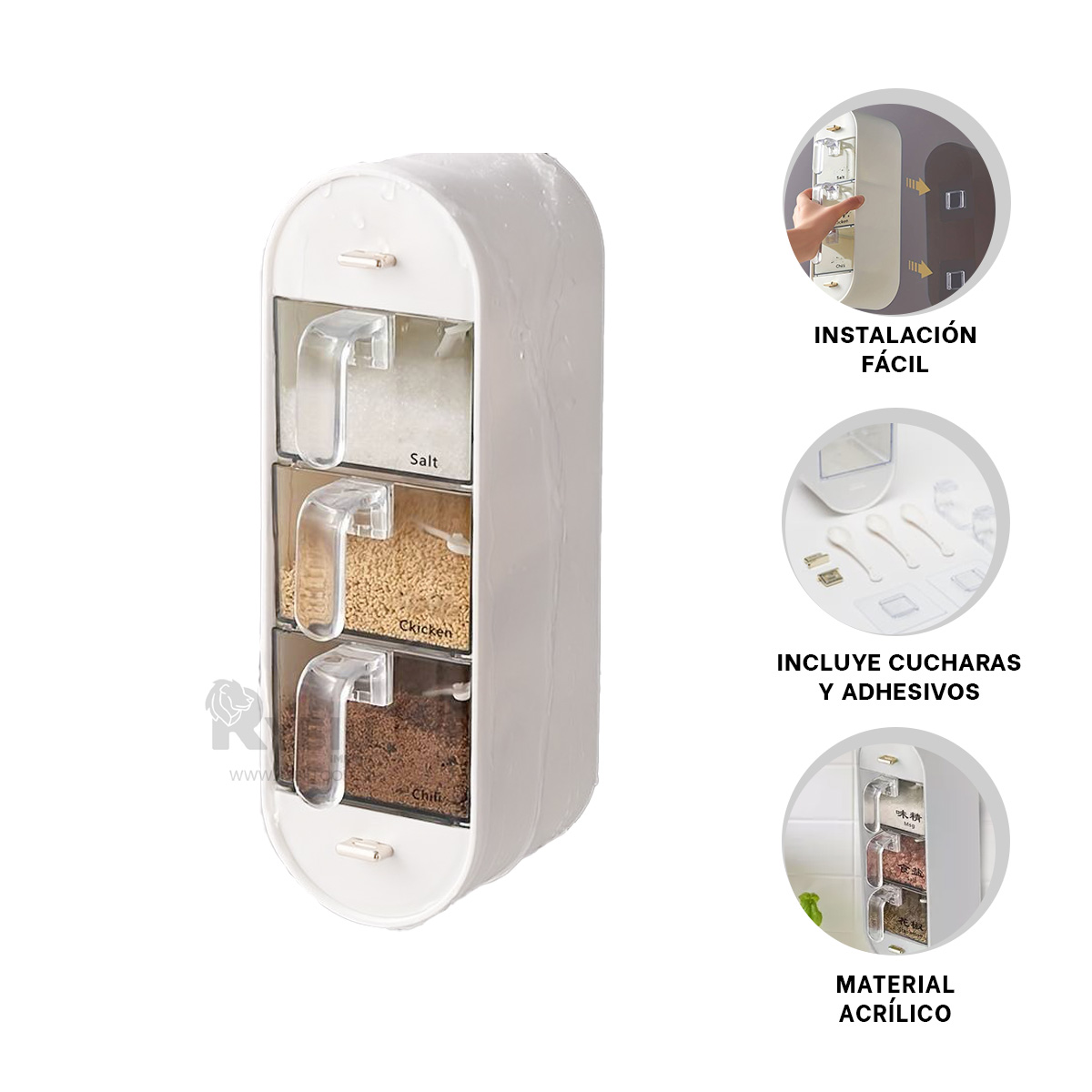 PORTA COMINO Y PIMIENTA RYBIU CO29433 BLANCO + REGALO LIGAS PEINAR - 1