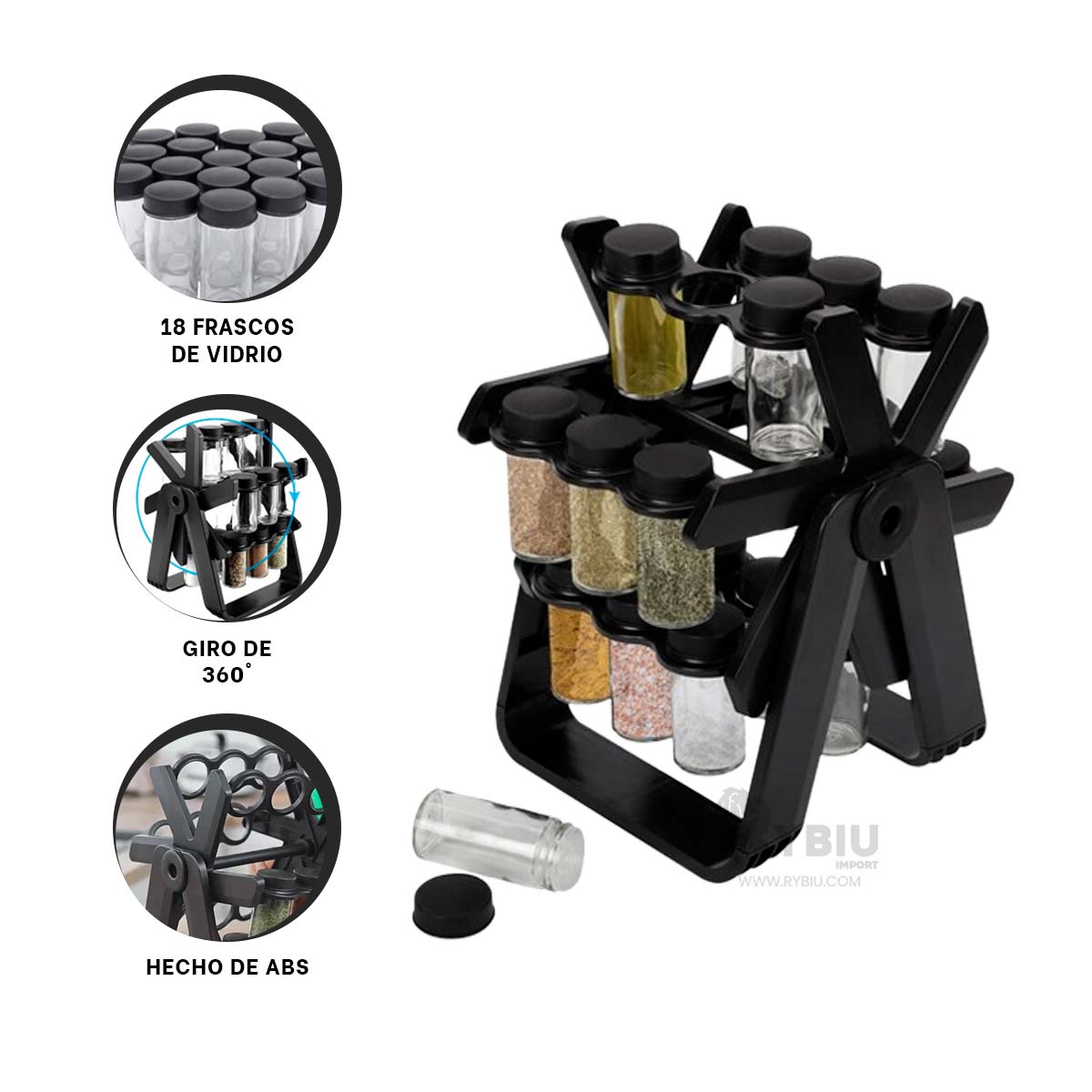 ORGANIZADOR RYBIU CO29445 NEGRO MULTIFUNCIONAL SAL + STICKERS - 3