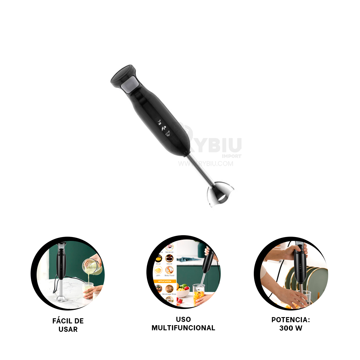 LICUADORA RYBIU CO29435 MODERNA Y UTIL EN COLOR NEGRO + STICKERS - 3