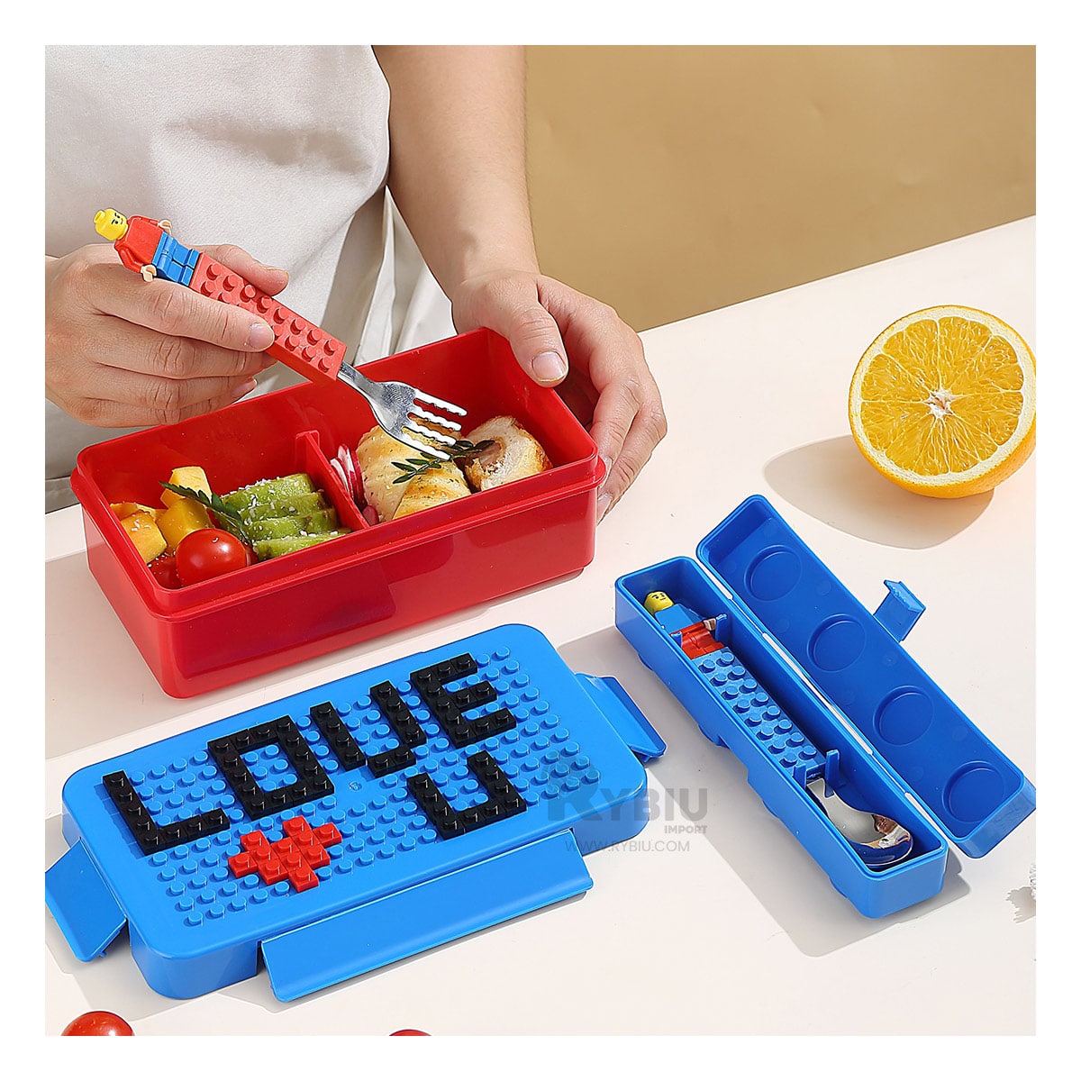 RECIPIENTE DE MODELO LEGO RYBIU CO29430 MULTICOLOR +BANDERITAS ADHESIVAS - 2