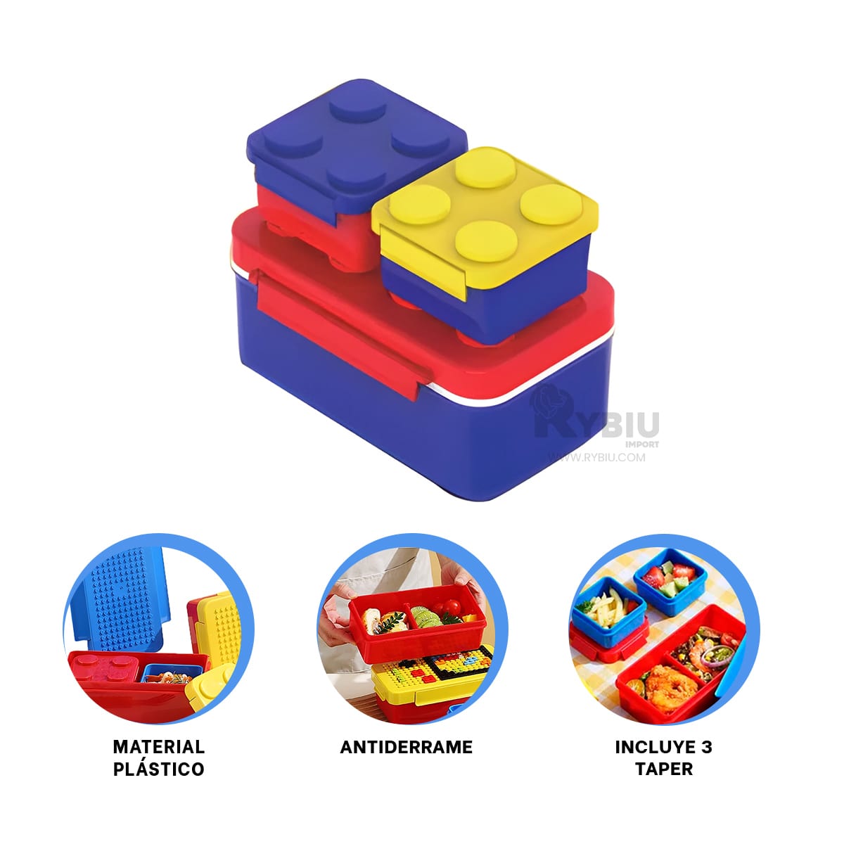 RECIPIENTE DE MODELO LEGO RYBIU CO29430 MULTICOLOR +BANDERITAS ADHESIVAS - 3