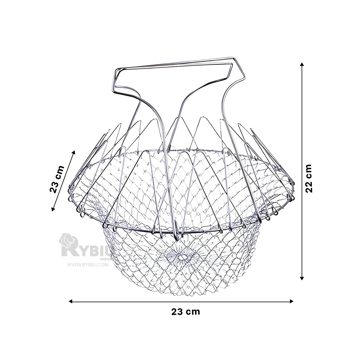 CANASTO FREIDOR RYBIU CO32484 PLATEADO CESTA FREIDORA UTIL 23 CM + ENVOLTORIO REGALO - 5