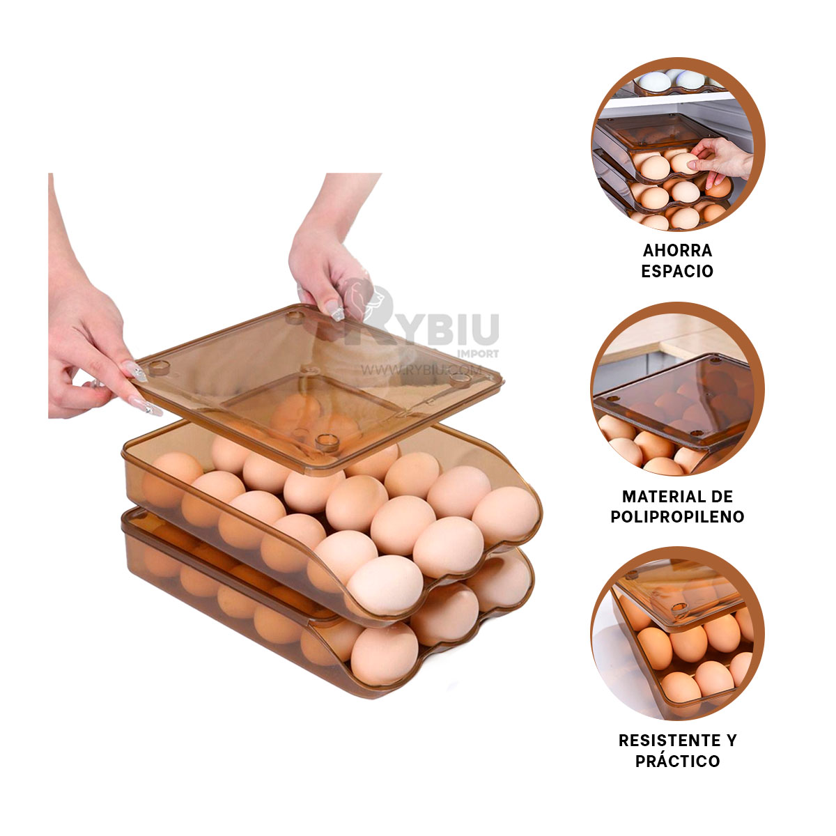 BANDEJA RYBIU CO32471 MARRÓN ESPACIOSA + REGALO LIGAS PEINAR - 3