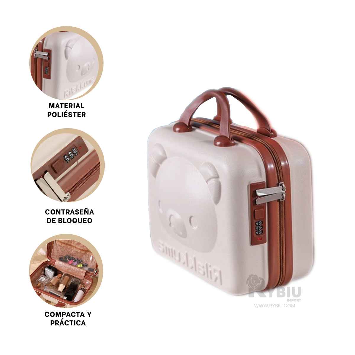 SET MALETIN RYBIU HO32347 PORTABLE OSO BEIGE + REGALO LIGAS PEINAR - 1