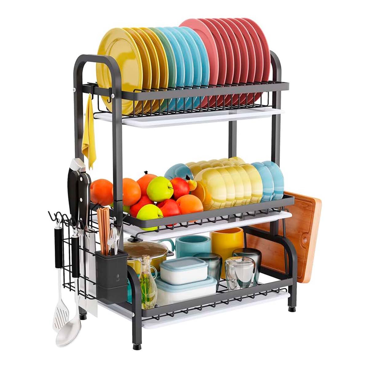 SET ESCURREPLATOS RYBIU HO32423 NEGRO 3 NIVELES + LIGAS REGALO - 3