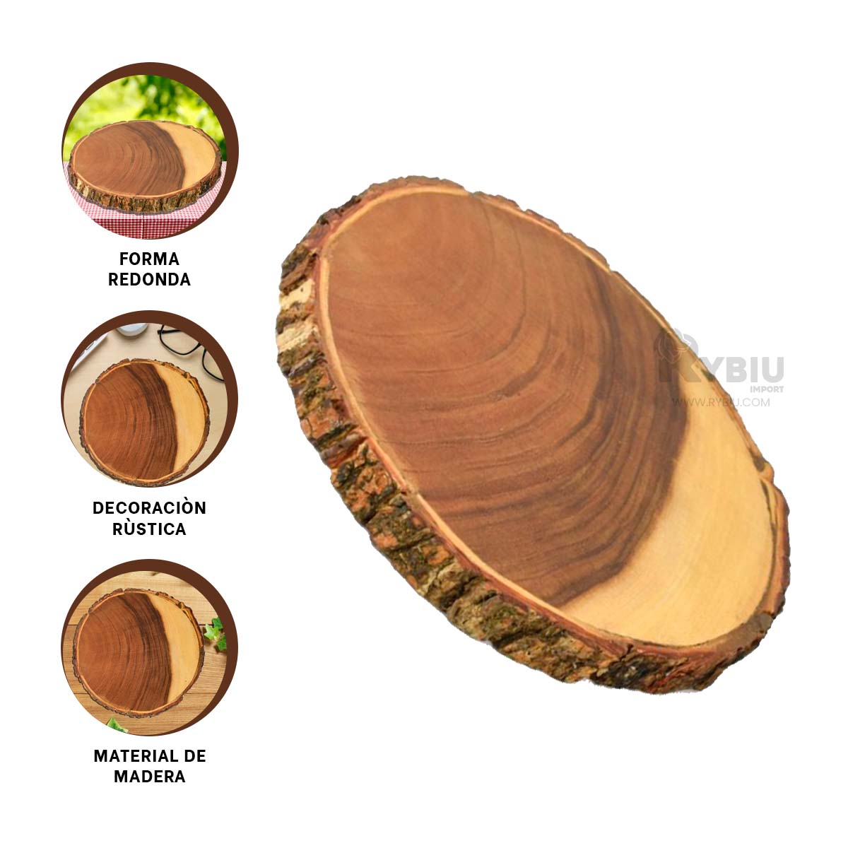 SET BANDEJA RYBIU HO32307 MADERA PORTADOR IDONEO TONO + REGALO LIGAS PEINAR - 1