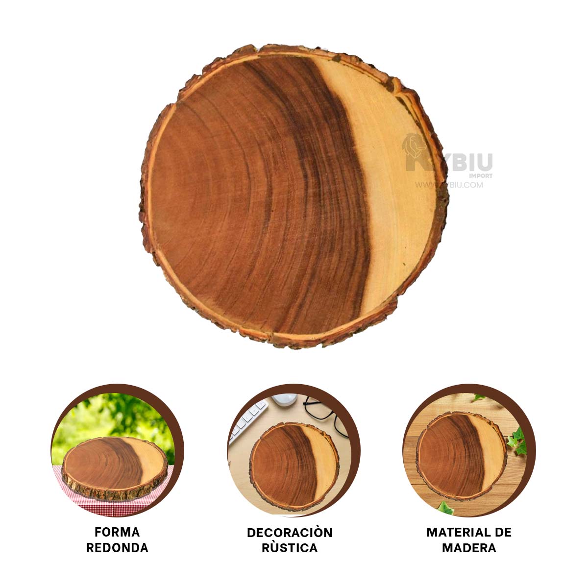 SET BANDEJA RYBIU HO32307 MADERA PORTADOR IDONEO TONO + REGALO LIGAS PEINAR - 3