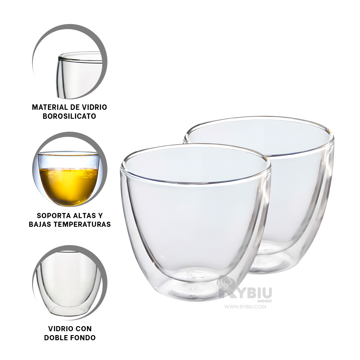 TAZA UTIL SIN ASA DE DOBLE CAPA 460ML RYBIU 665 +BANDERITAS ADHESIVAS - 1
