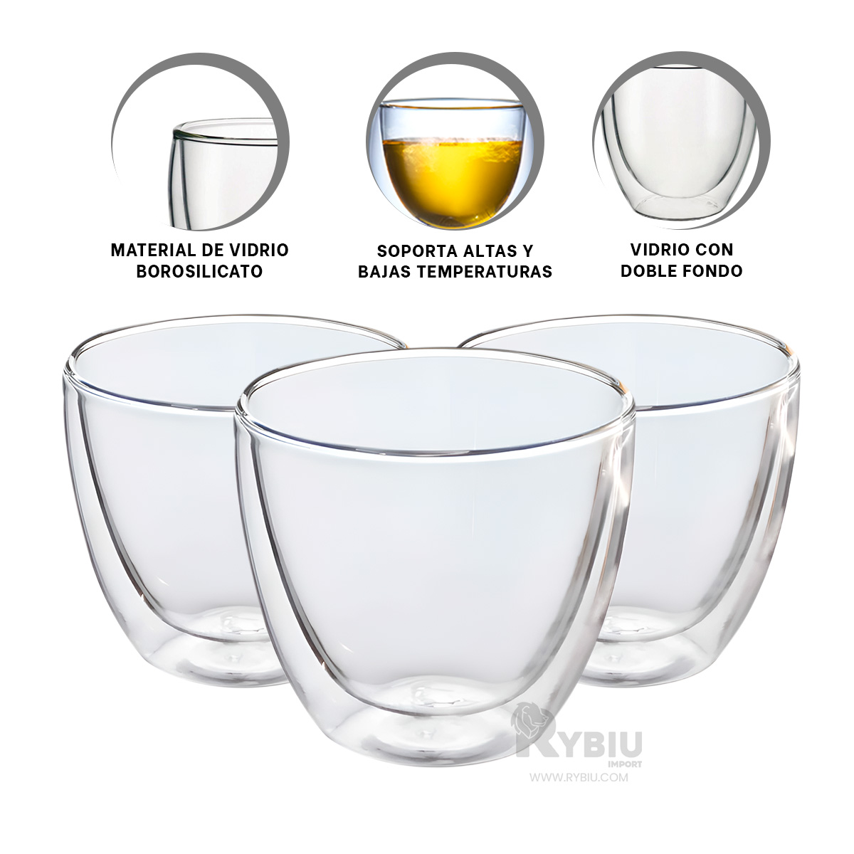 TAZA UTIL SIN ASA DE DOBLE CAPA 460ML RYBIU 665 +BANDERITAS ADHESIVAS - 3