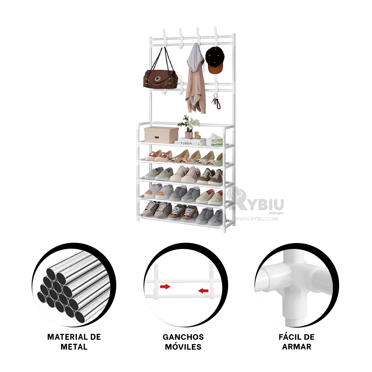 ZAPATERA RYBIU RECTO BLANCO CON BUEN ALMACENAMIENTO + PAPEL REGALO - 4