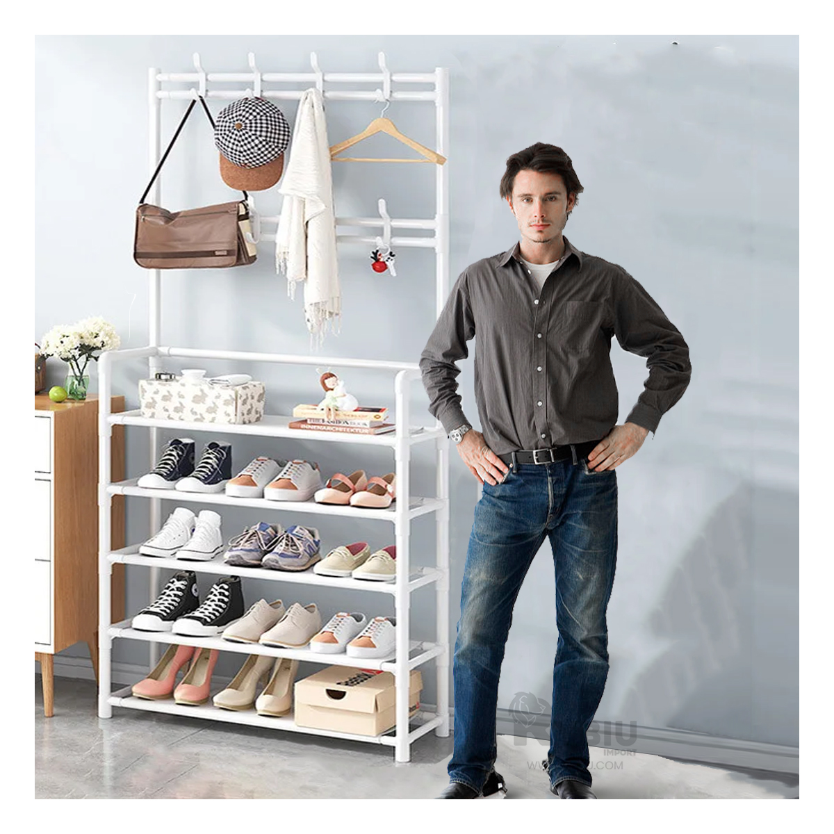 RACK RYBIU RECTO BLANCO UTIL ZAPATILLAS + BANDERITAS ADHESIVAS - 1