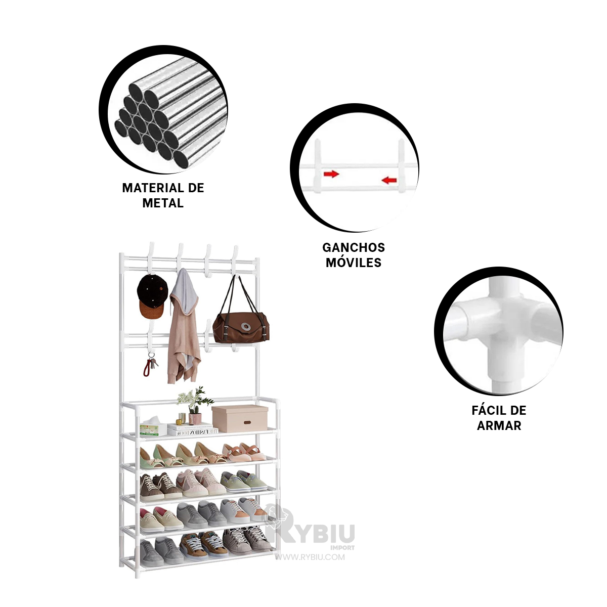 RACK RYBIU RECTO BLANCO UTIL ZAPATILLAS + BANDERITAS ADHESIVAS - 3