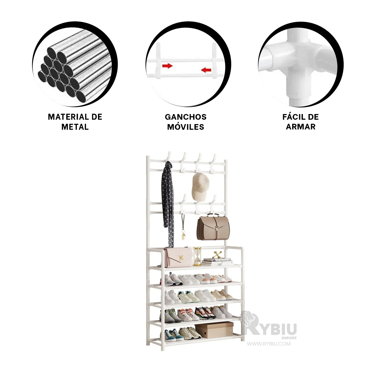 RACK RYBIU RECTO BLANCO UTIL ZAPATILLAS + BANDERITAS ADHESIVAS - 4