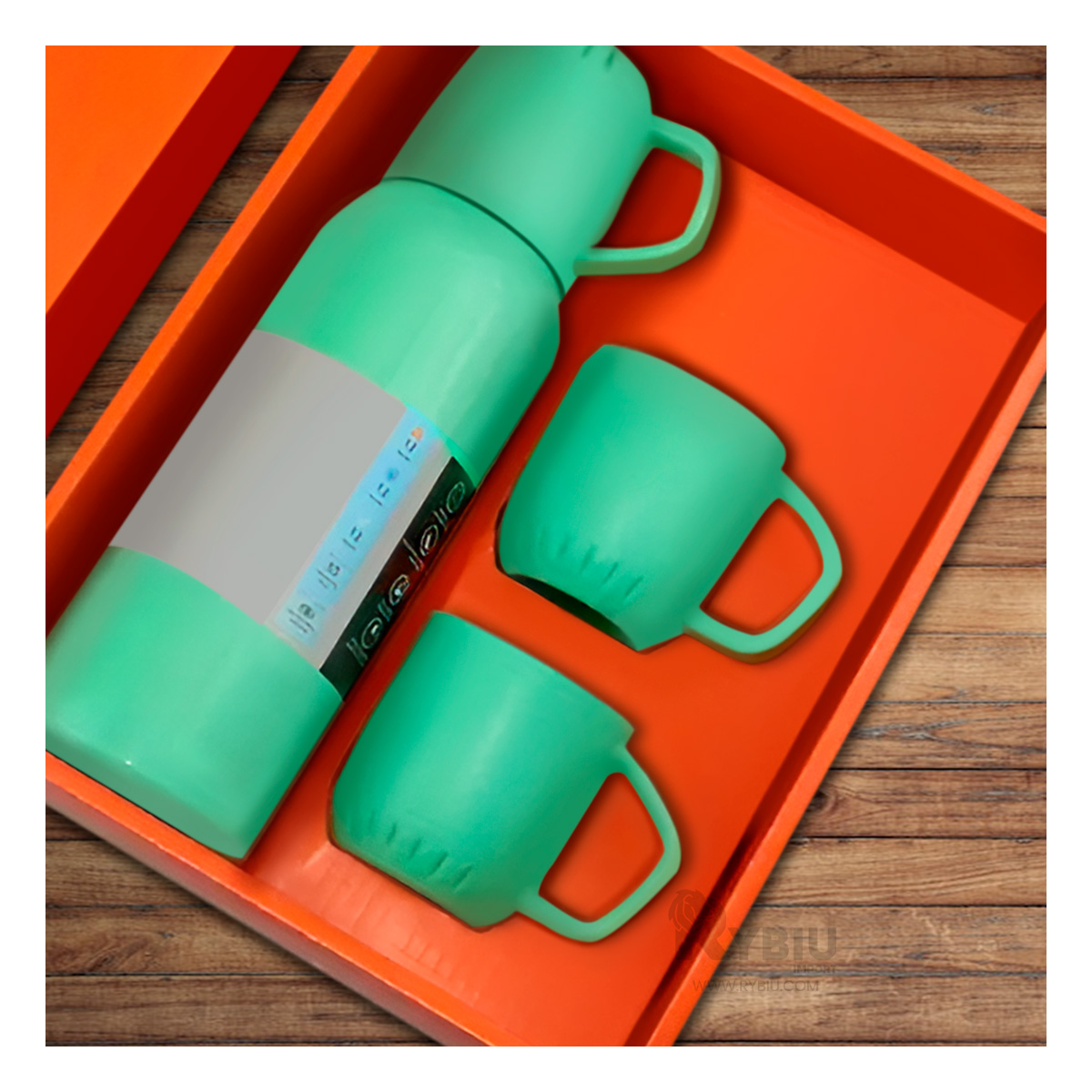 BOTELLA TERMICA EN VERDE 500ML Y+BANDERITAS ADHESIVAS - 2