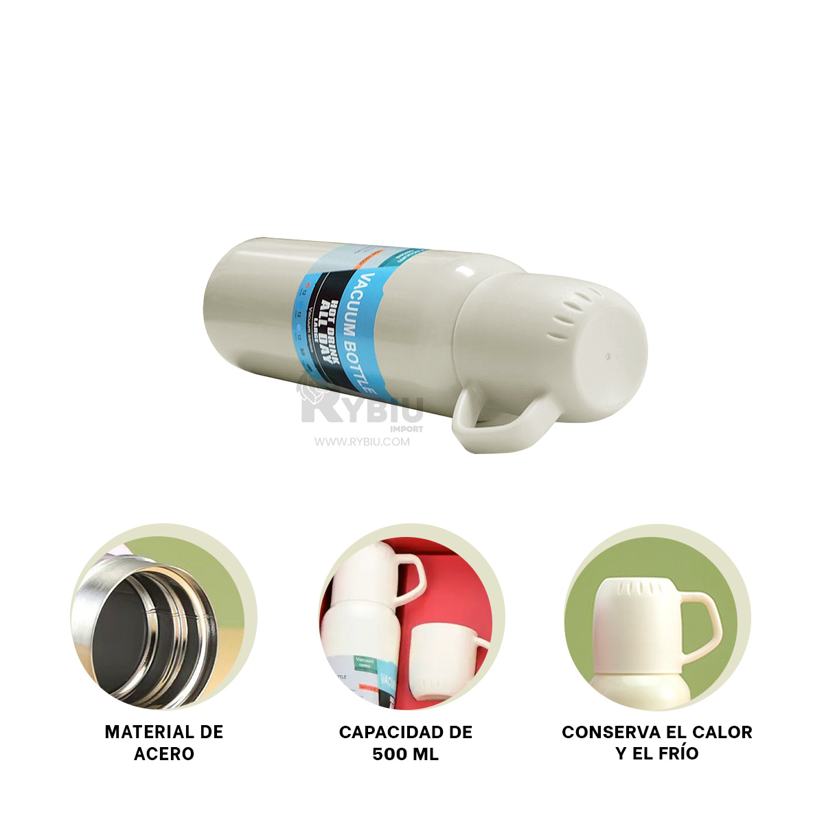 BIDON CILINDRICO CON 3 TAZAS CREMA 500ML Y+GIFT MINIAGENDA - 2