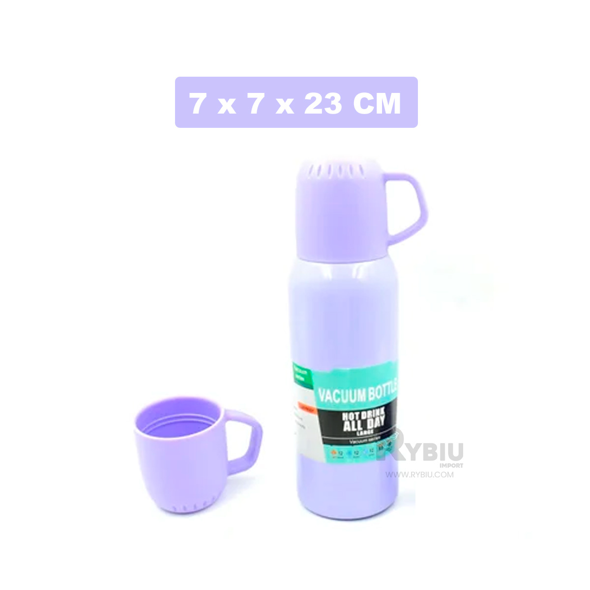 BOTELLA DE AGUA FRIA LILA 500ML Y+REGALO LIGAS PARA PEINAR - 1