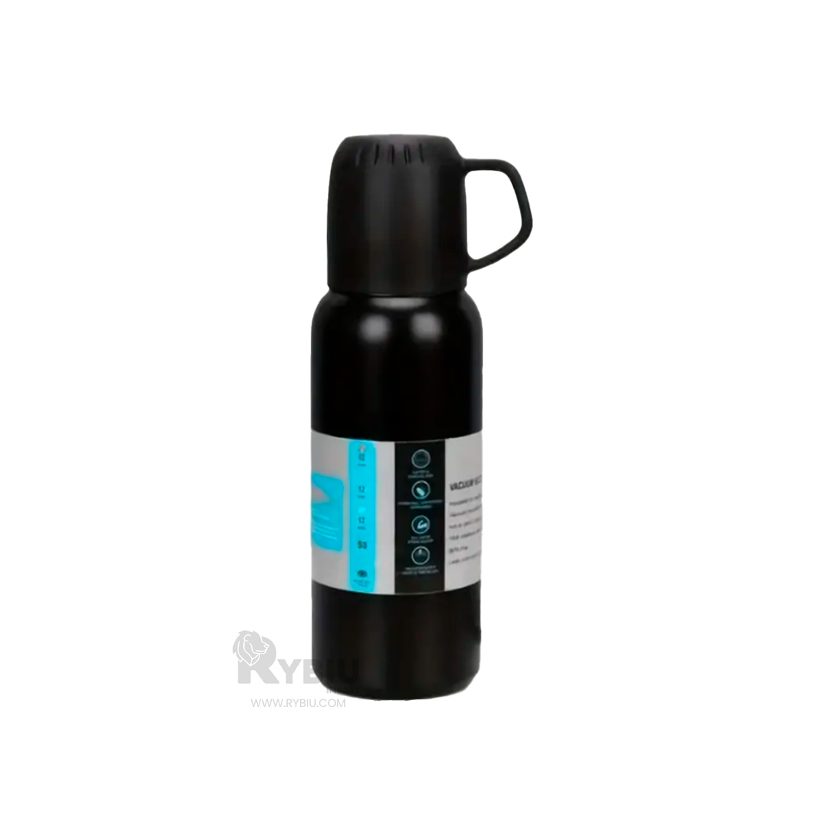 BOTELLA UTIL DE AGUA NEGRO 500ML Y+REGALO LIGAS PARA PEINAR - 2