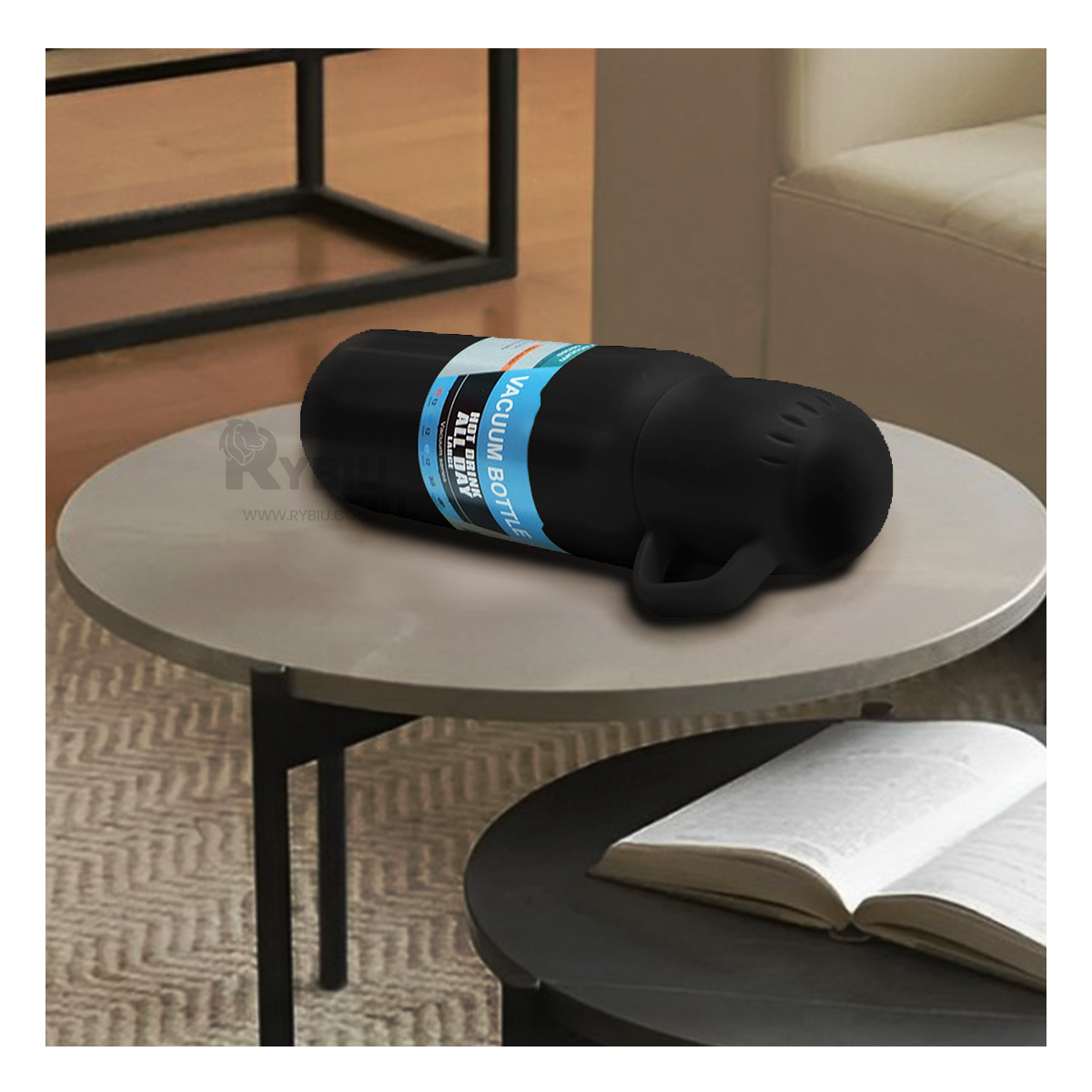 BOTELLA UTIL DE AGUA NEGRO 500ML Y+REGALO LIGAS PARA PEINAR - 3