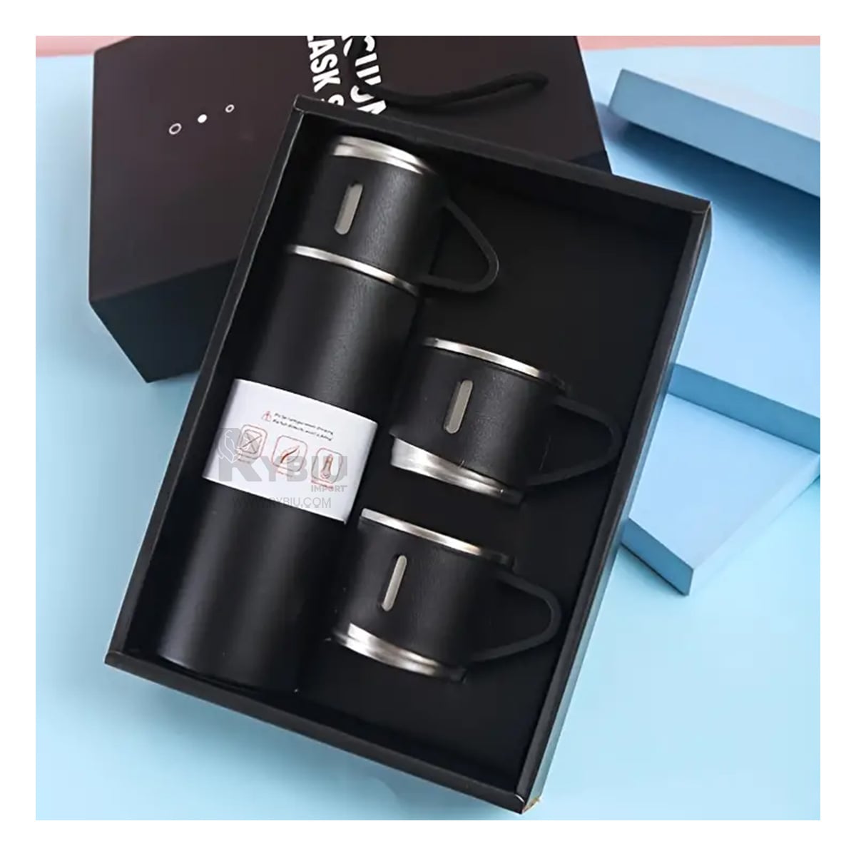 TERMO RYBIU CO30481 ACERO INOXIDABLE VERSÁTIL TAPITAS NEGRO + PAPEL REGALO - 1