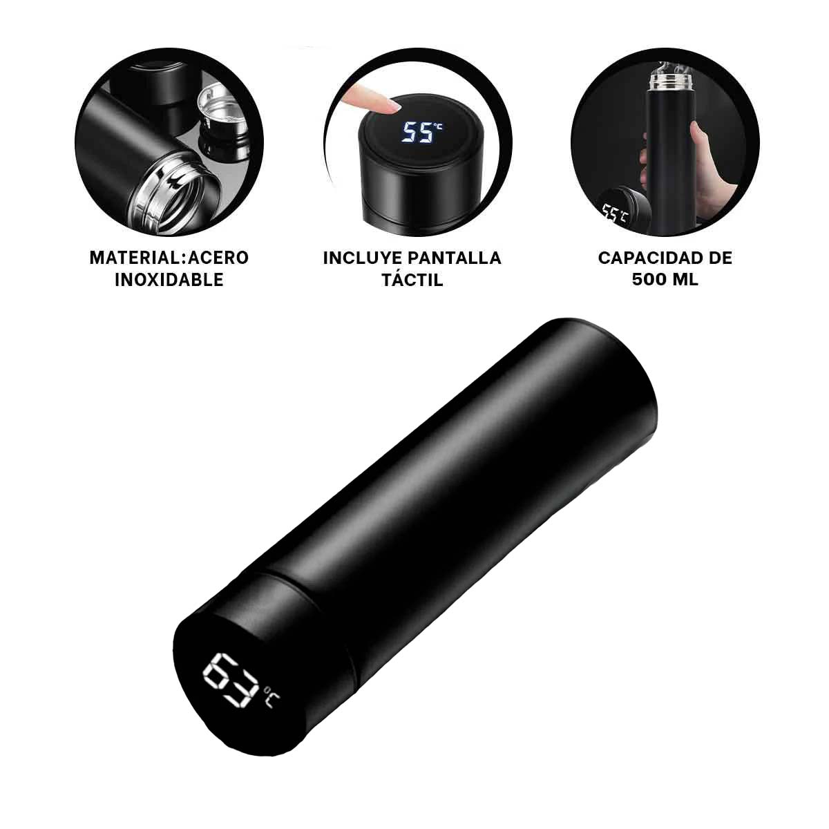 TOMATODO CON CAPACIDAD DE 500 ML EN NEGRO Y+REGALO AGENDITA - 3