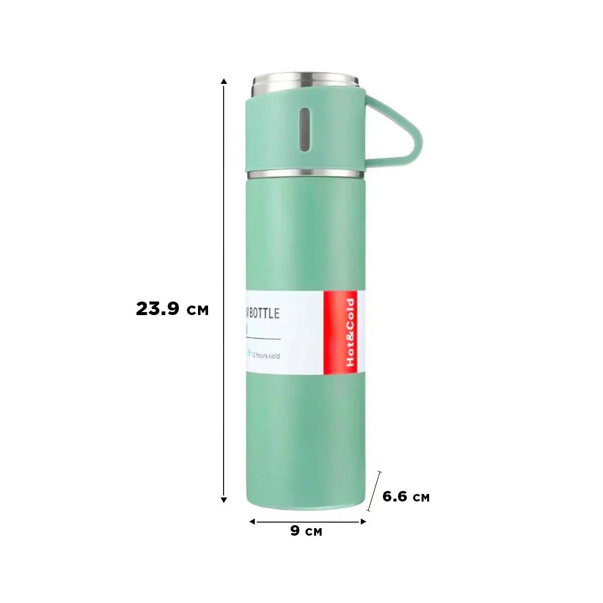 BOTELLA CONSERVADORA CON DOS TAZAS PARA CAFE Y TE VERDE Y+LIGAS REGALO - 4