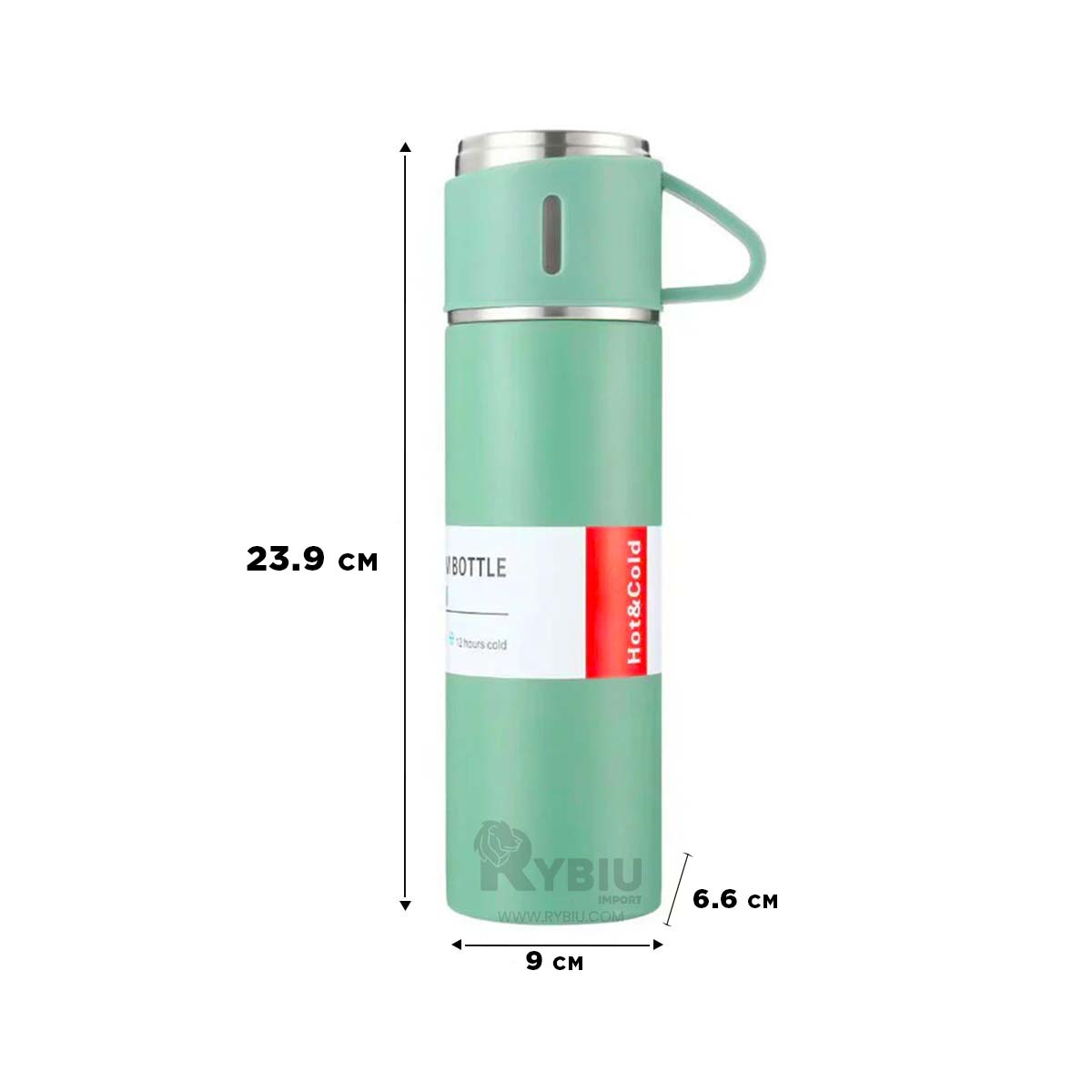 TERMO RYBIU CO30480 ACERO INOXIDABLE VERSÁTIL TAPITAS VERDE + PAPEL REGALO - 5