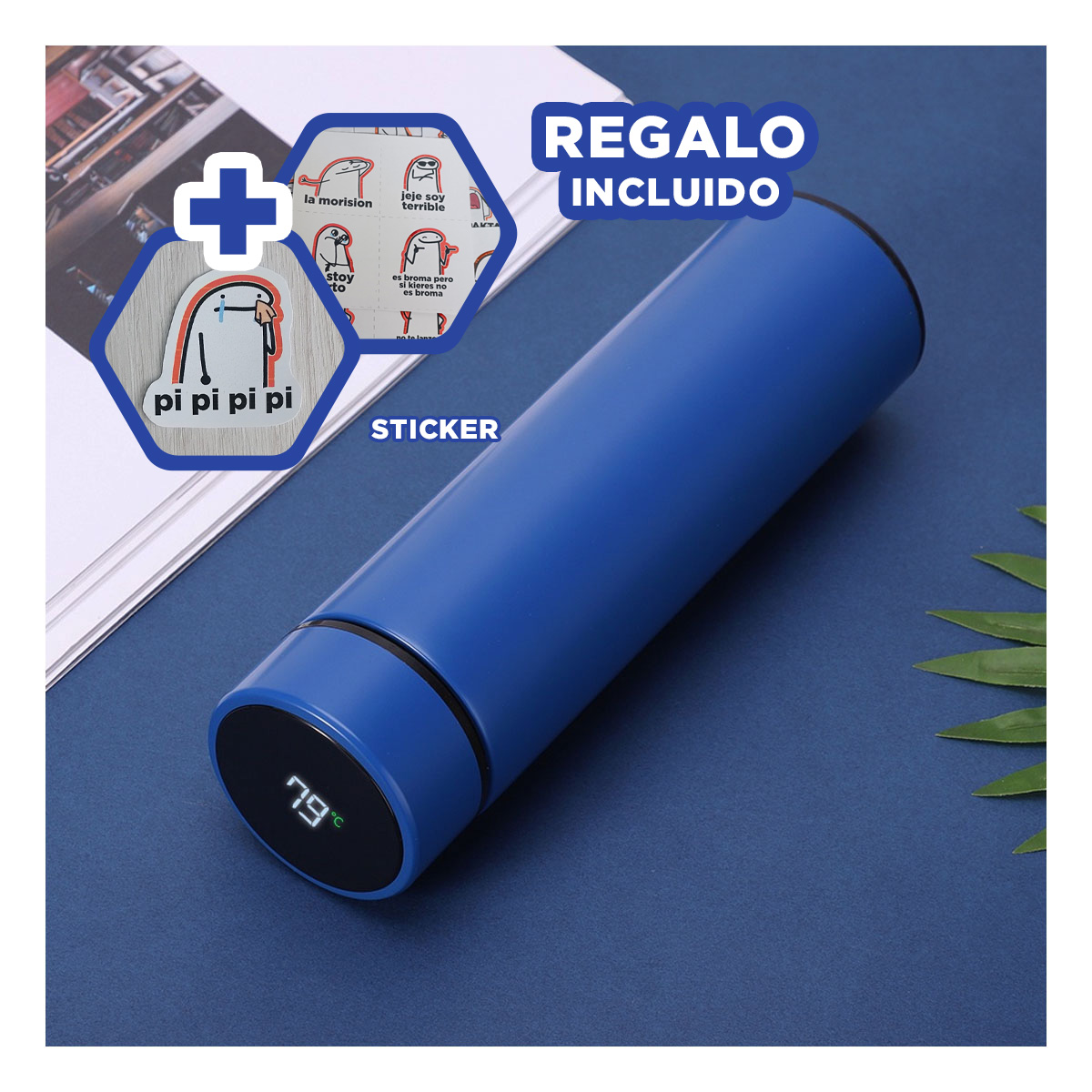 TOMATODO CON TAPA DIGITAL EN COLOR AZUL Y+REGALO STICKERS - 1