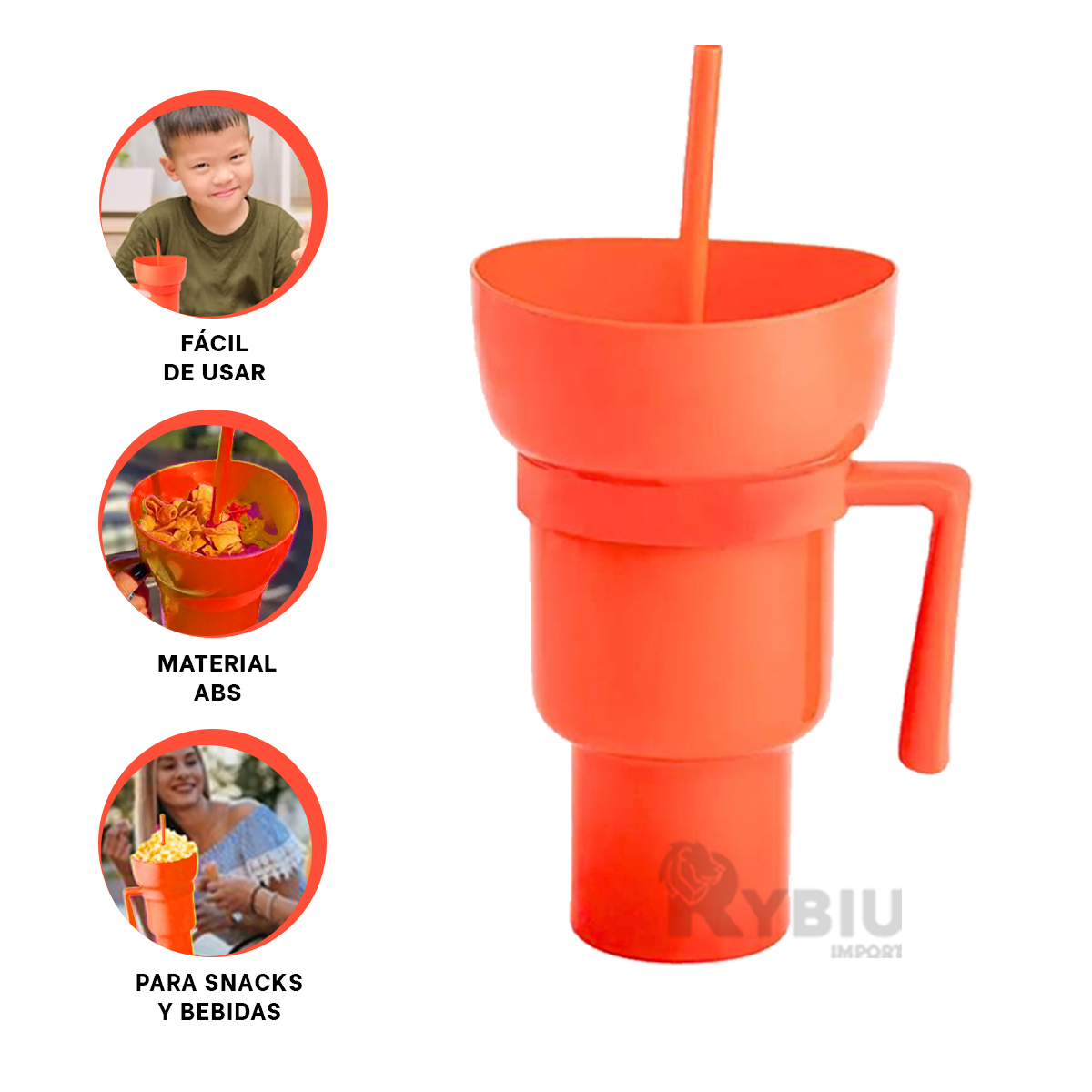 TAZA PARA REFRESCO RYBIU CO29761 NARANJA +BANDERITAS ADHESIVAS - 3