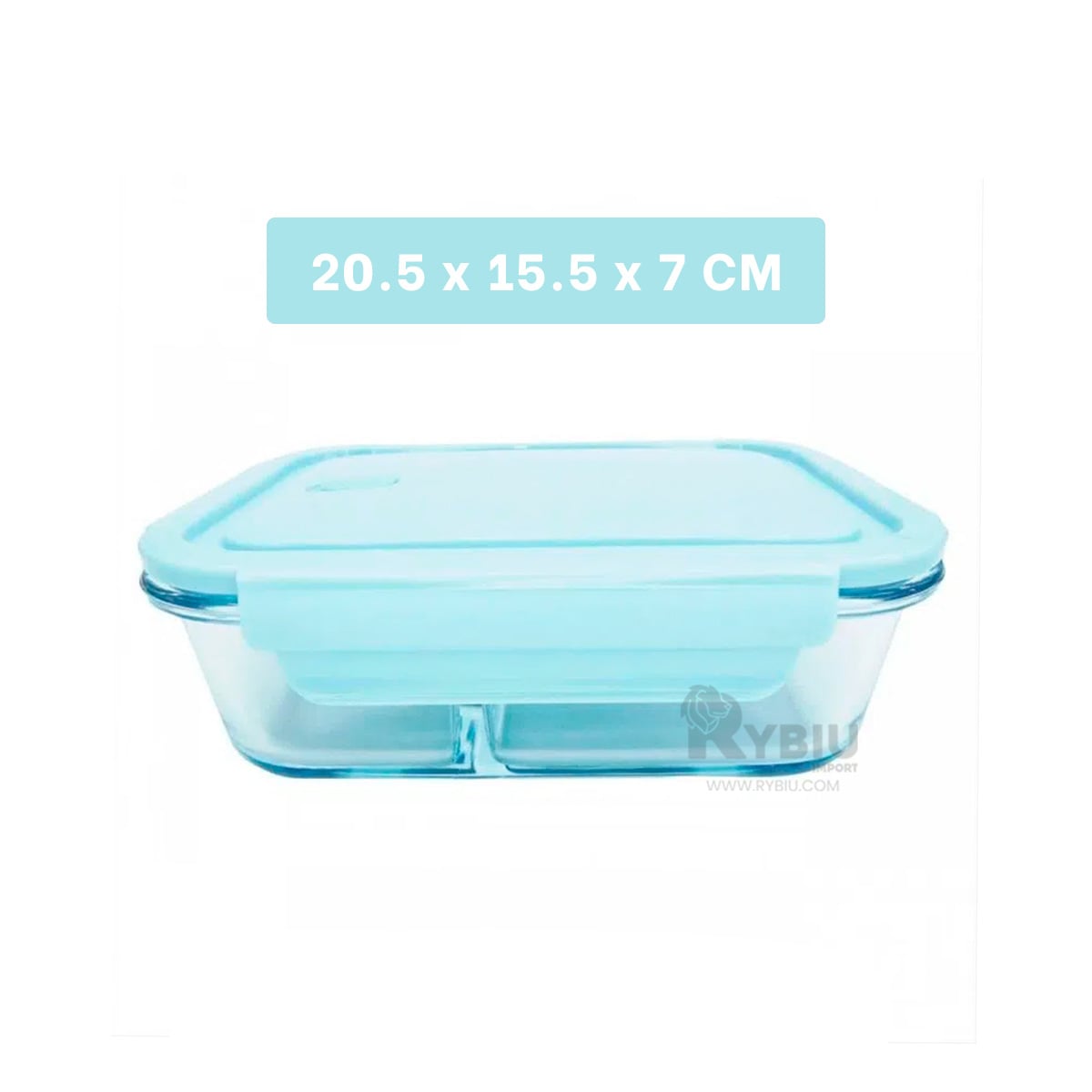 ENVASE PARA ALMUERZO RYBIU CO30468 VIDRIO CELESTE +REGALO LIGAS PARA PEINAR - 5