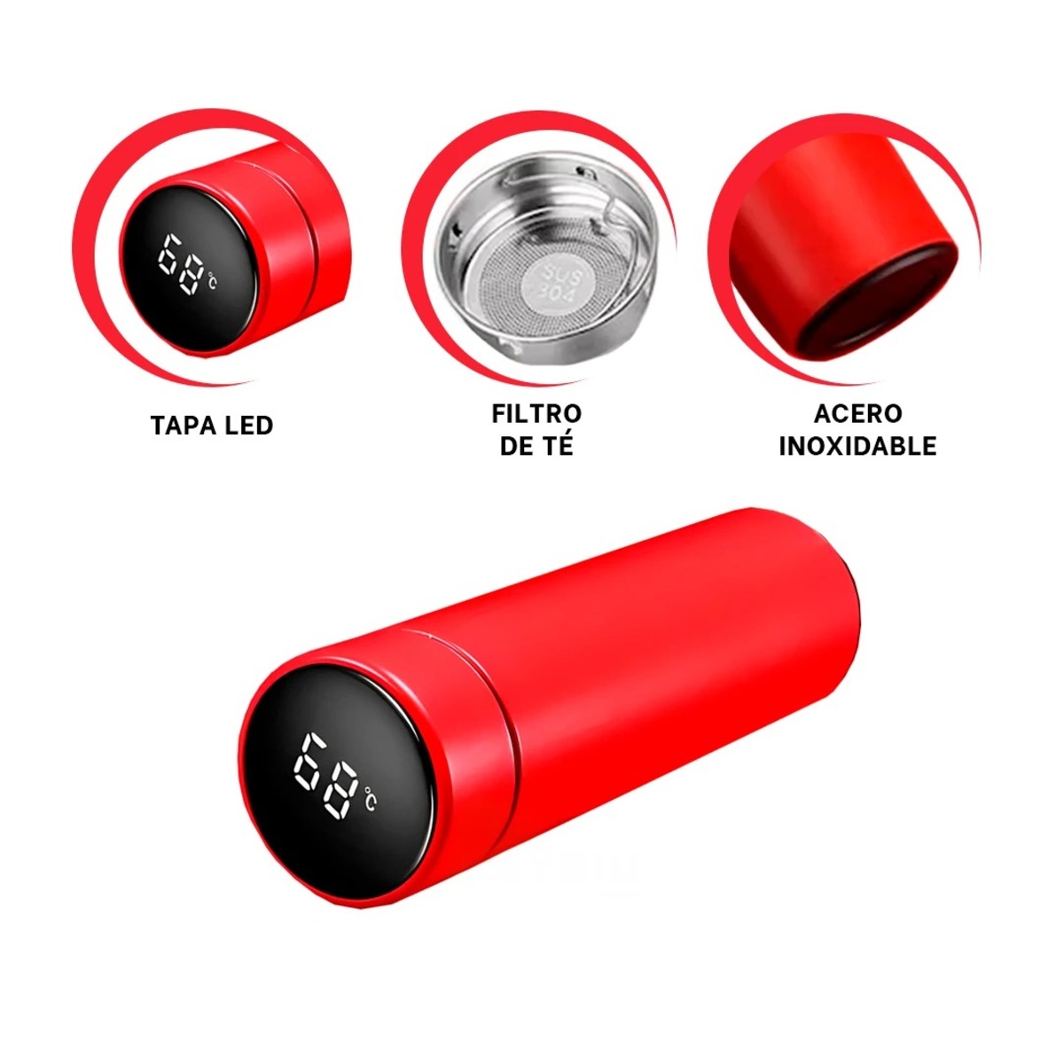 TOMATODO CON CAPACIDAD MEDIANA 500 ML ROJO Y+REGALO AGENDITA - 3