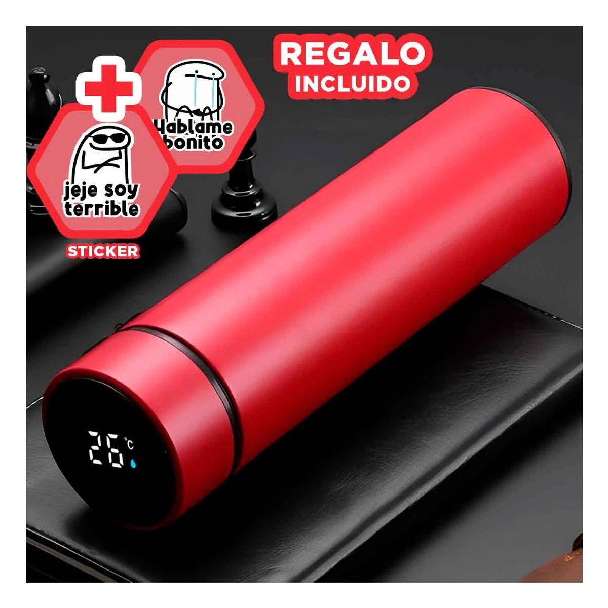 TOMATODO CON TAPA DIGITAL EN COLOR ROJO Y+REGALO STICKERS - 1