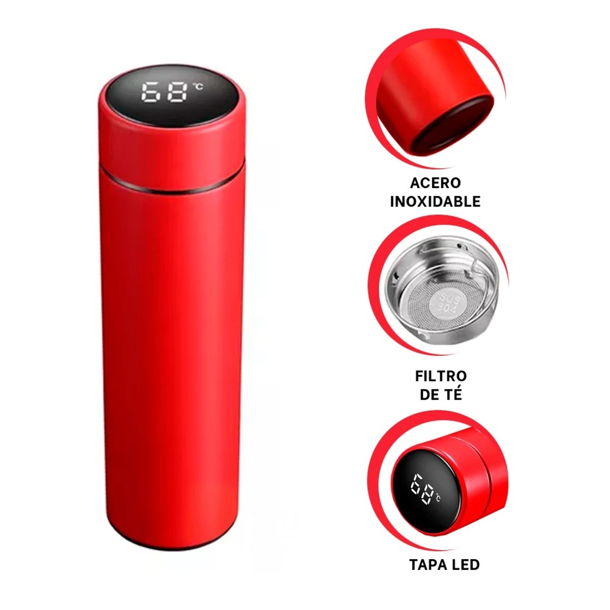 TOMATODO TERMICO CON FUNCION 500 ML EN ROJO Y+GIFT STICKERS - 3